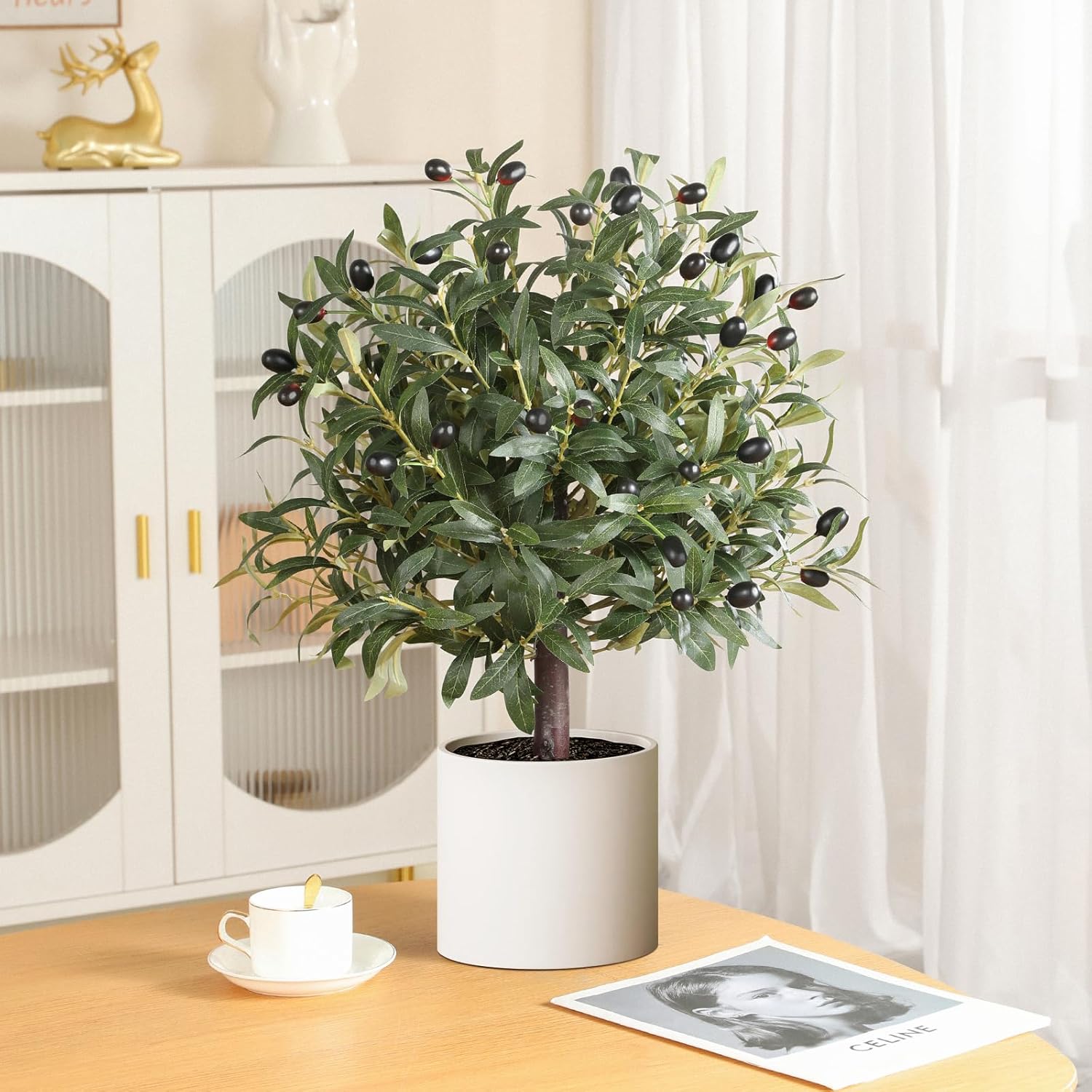 LUWENER 25 Artificial Olive Topiary Ball Set of 2
