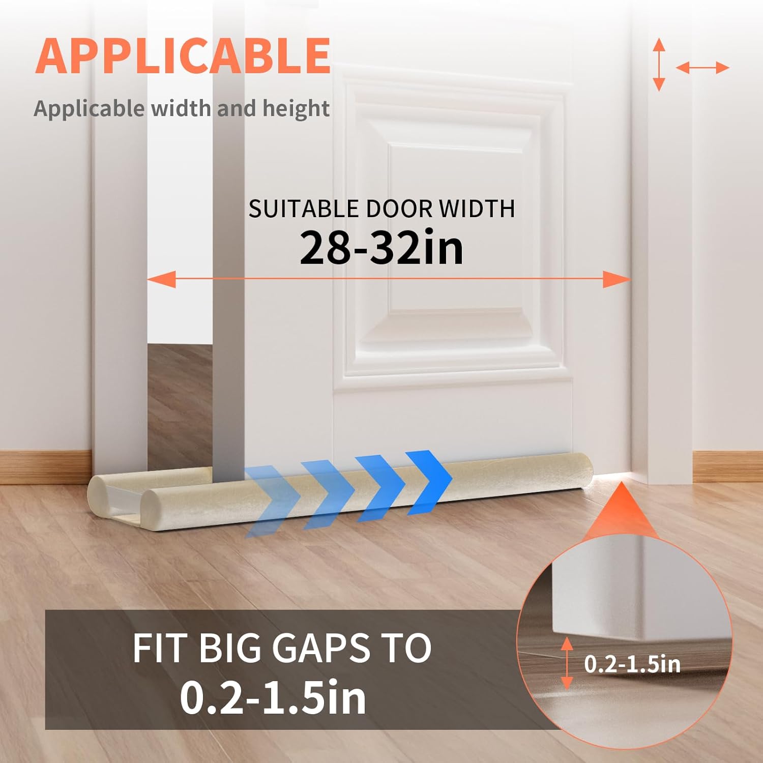 BKSAI Upgraded Door Draft Stopper 28-32in Beige