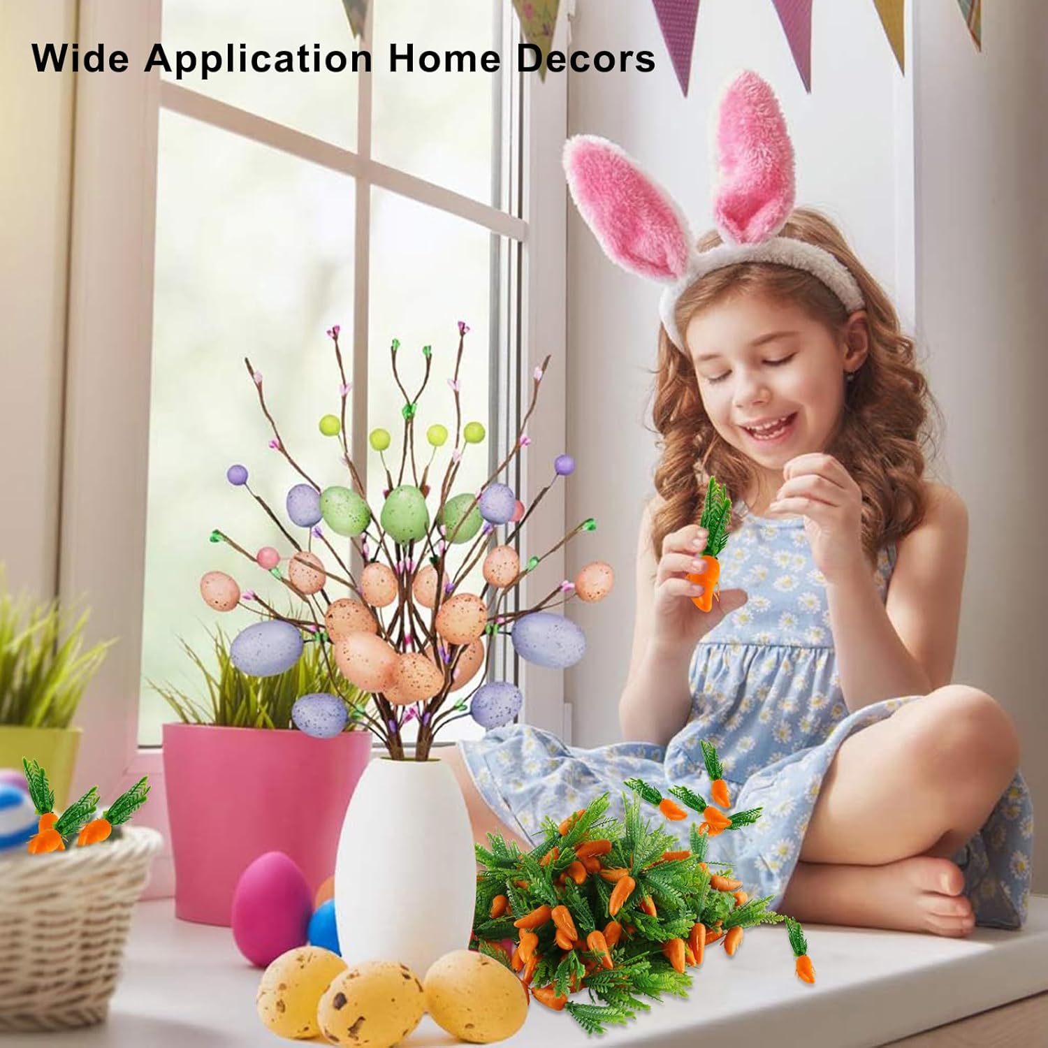100PCS Mini Easter Carrots Plastic Decorations