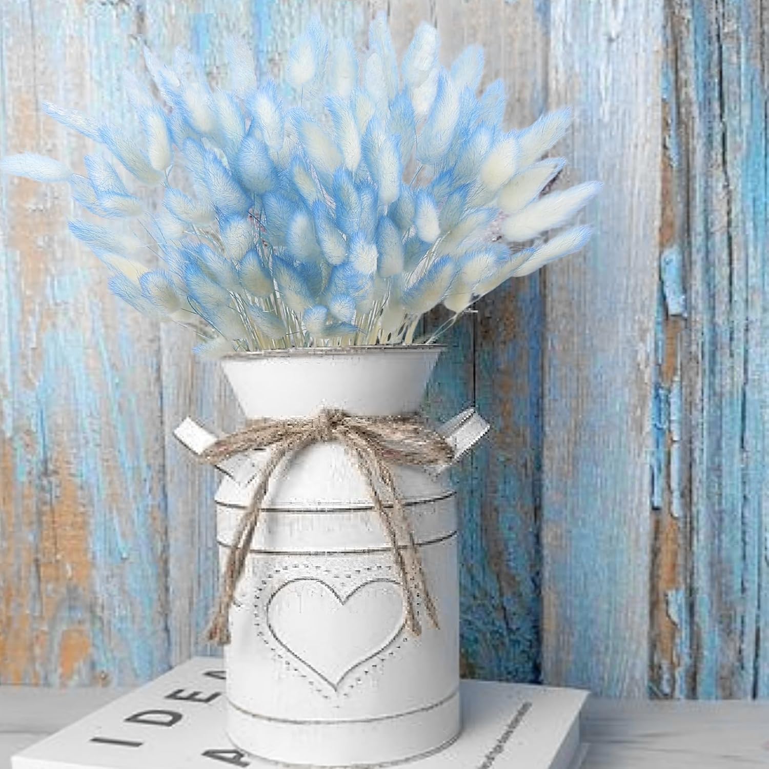 120 Pcs Blue Dried Bunny Tails for Boho Decor