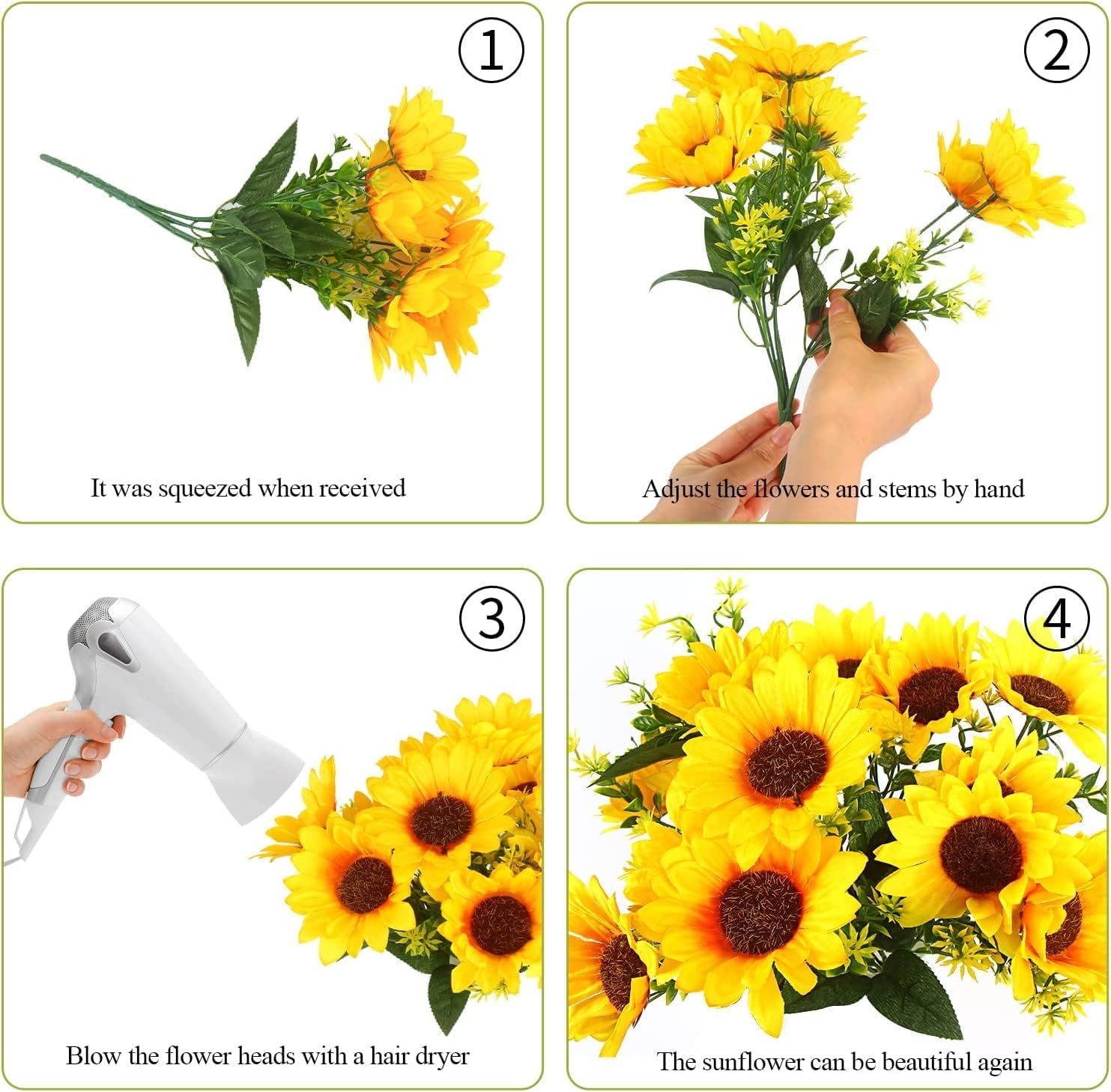 LOKIPA 2 Bunches Artificial Sunflower Bouquet
