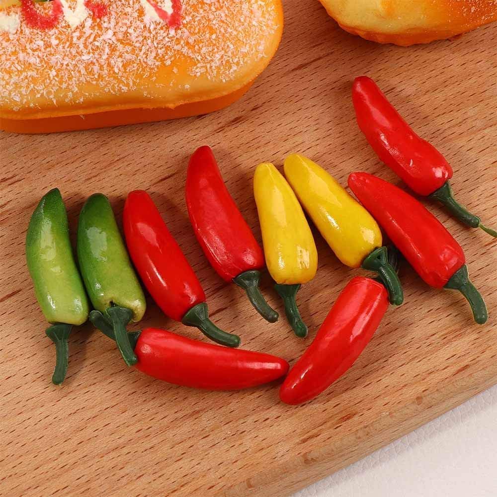 BWESOO 10Pcs Red Plastic Chili Peppers for Home Decoration