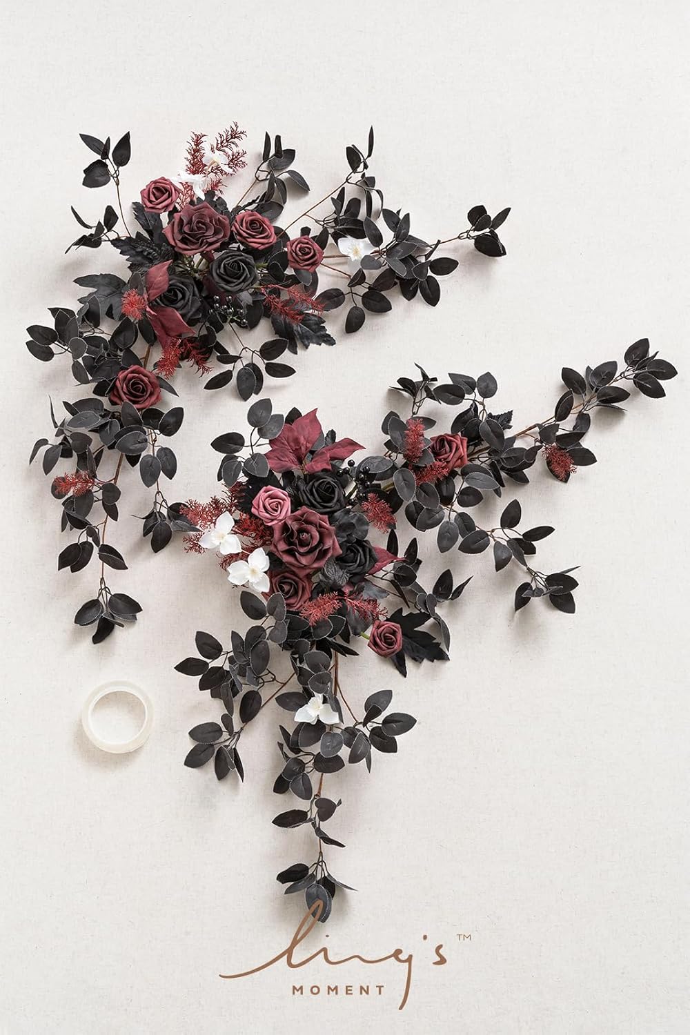 Lings Moment 2PCS Black Arch Flowers Artificial Floral Swags Centerpieces