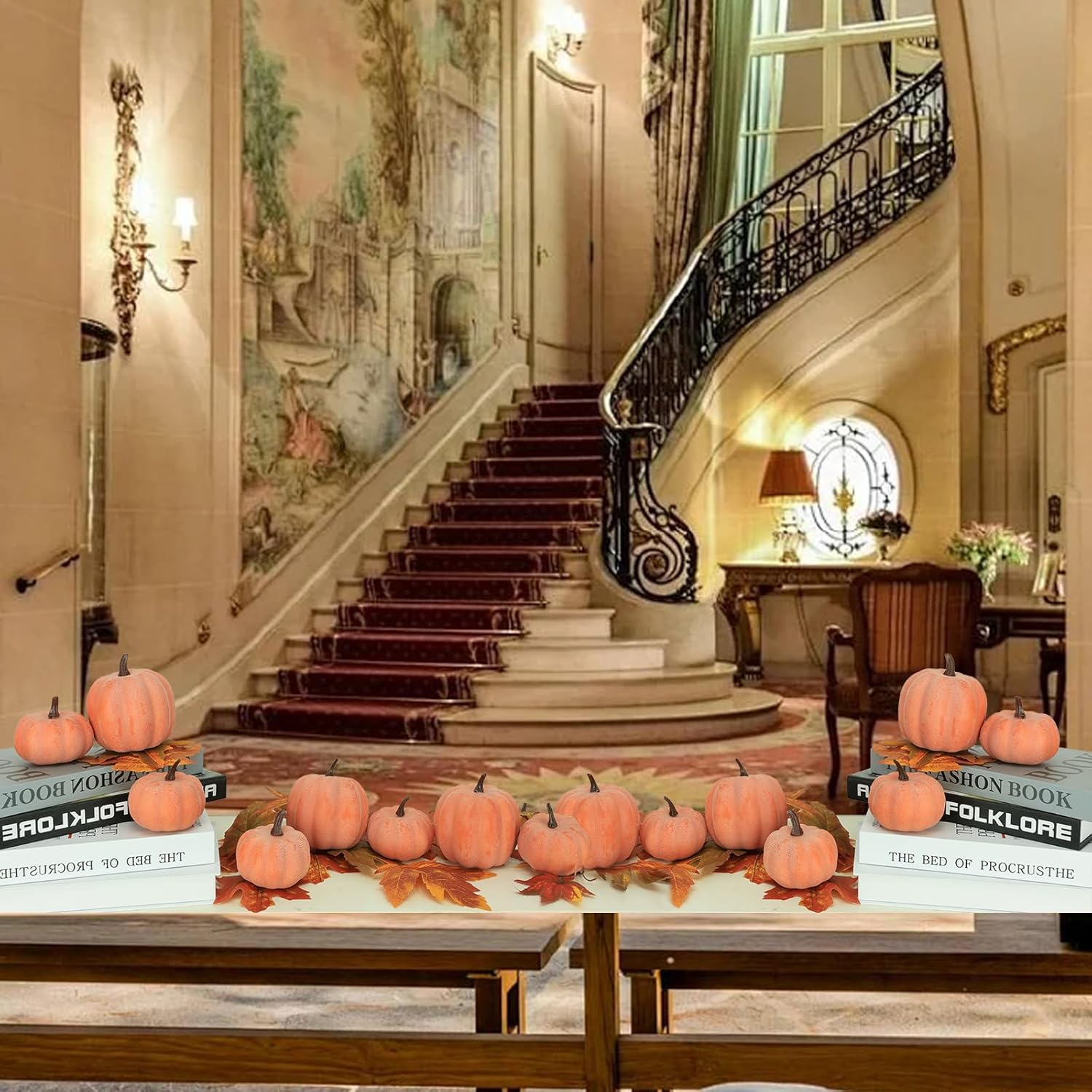 8pcs Plastic Pumpkins for Thanksgiving Centerpiece Autumn Decor