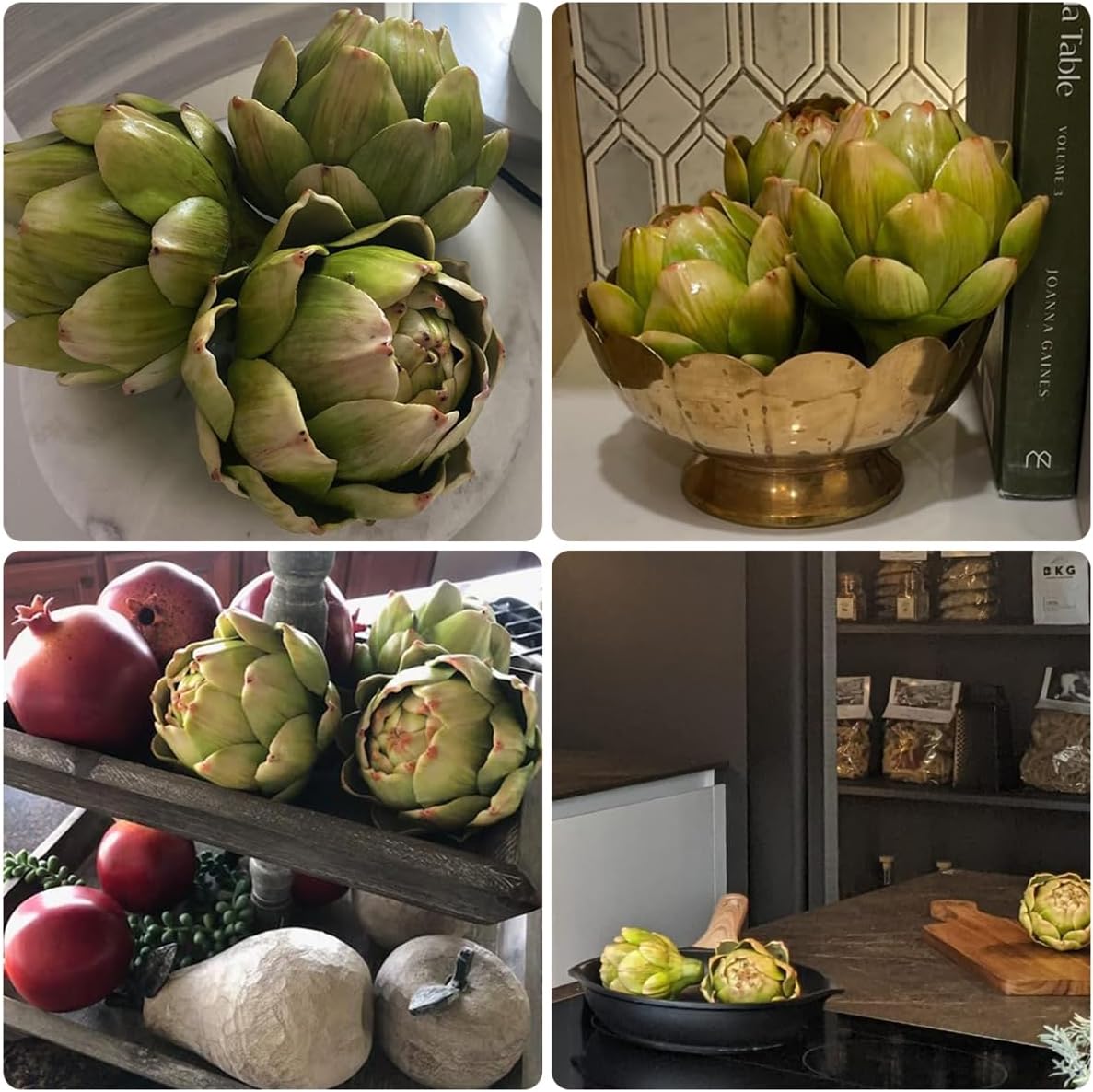 3Pcs Large Faux Artichoke Home Decor Artificial Vegetable Bowl Filler