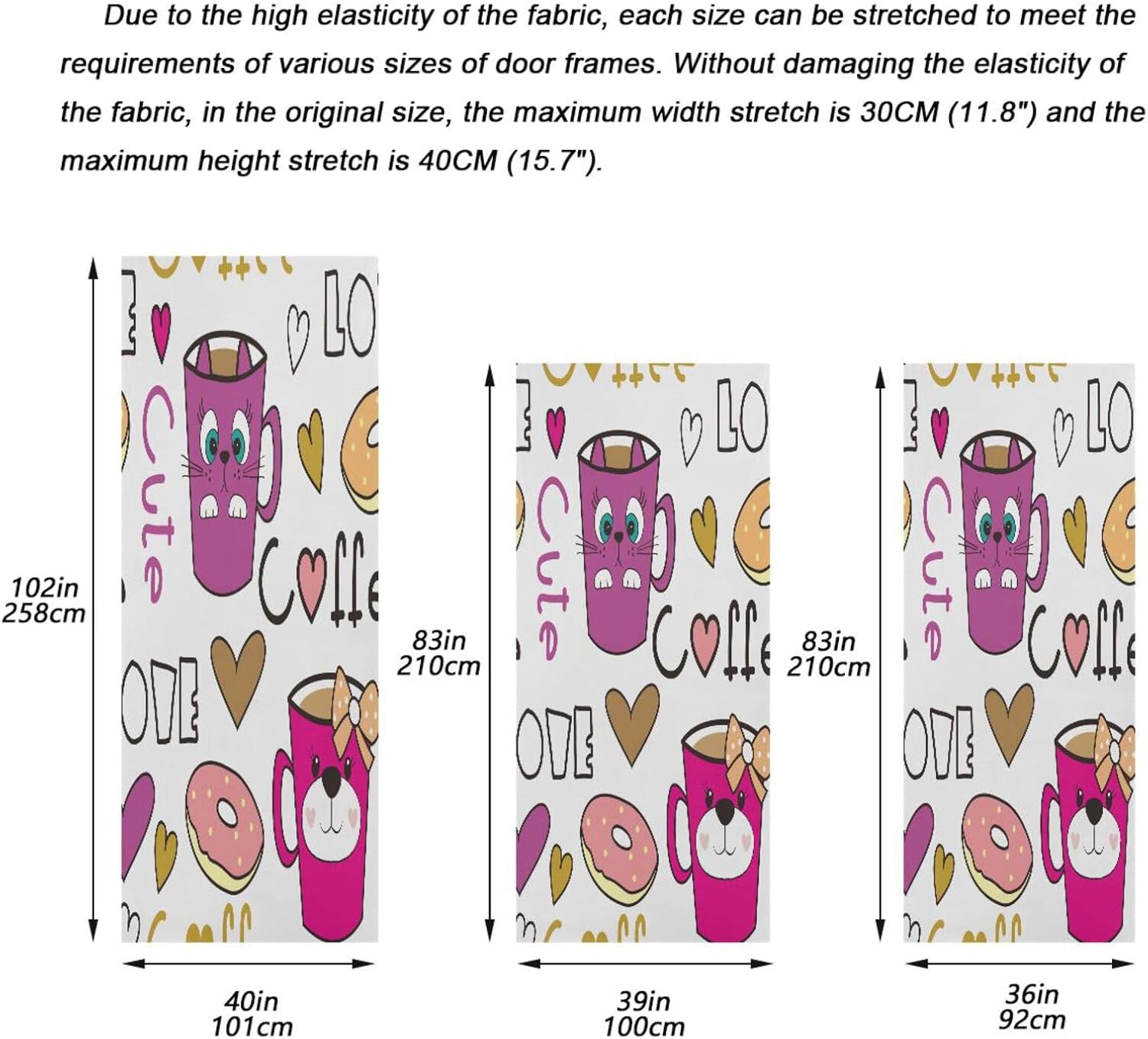 Susiyo Halloween Cat Door Cover Coffee Cups 32x79 in