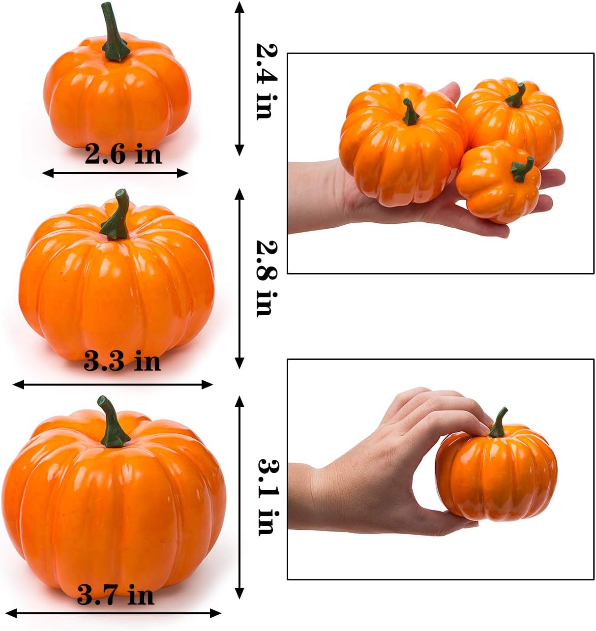 Ogrmar 12 Pack Assorted Artificial Pumpkins