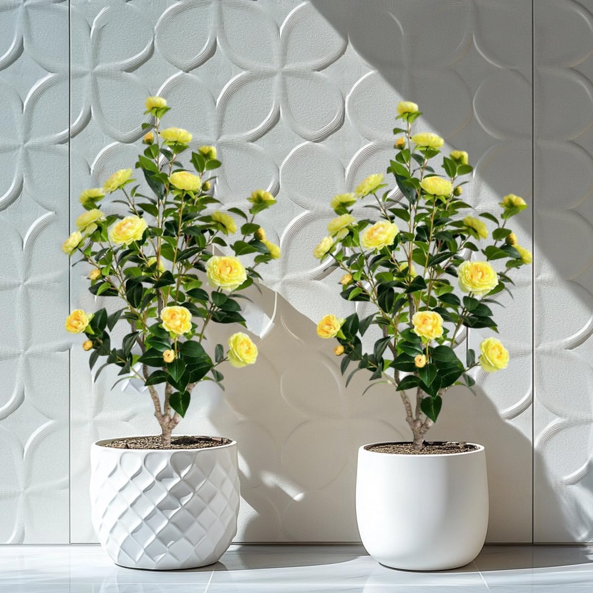 Artificial Camellia Tree 34ft Fake Plants 2 Yellow