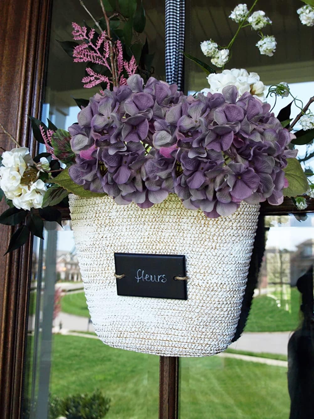 DILATATA 4 Pcs Purple Dried Touch Hydrangea Artificial Flowers 17 Inch Tall