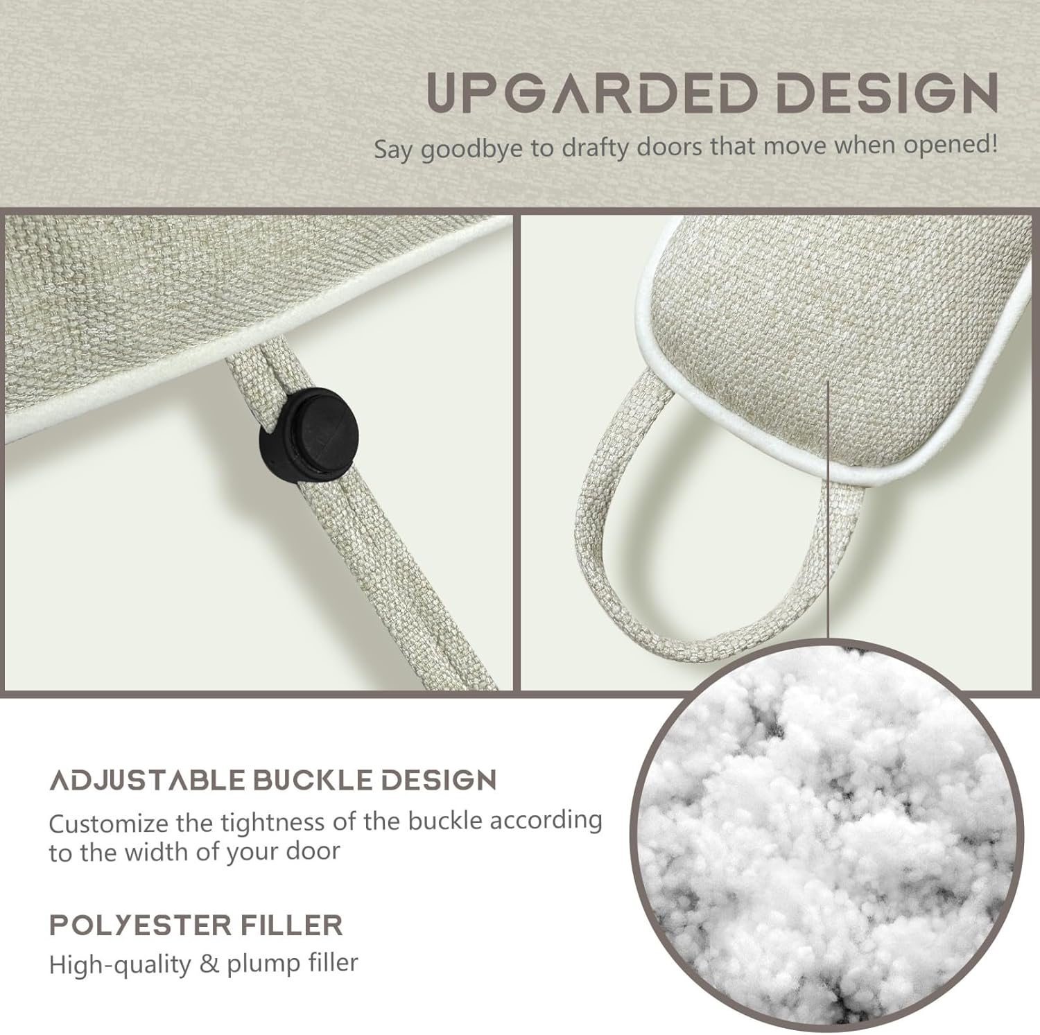 Adjustable 36 Inch Linen Draft Stopper Gray