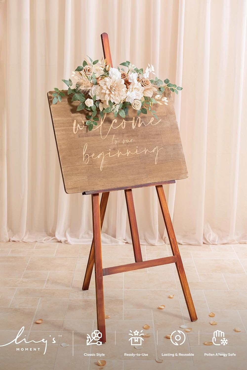 Lings Moment 2pcs Fall Wedding Artificial Floral Swags Welcome Sign Flowers Backdrop
