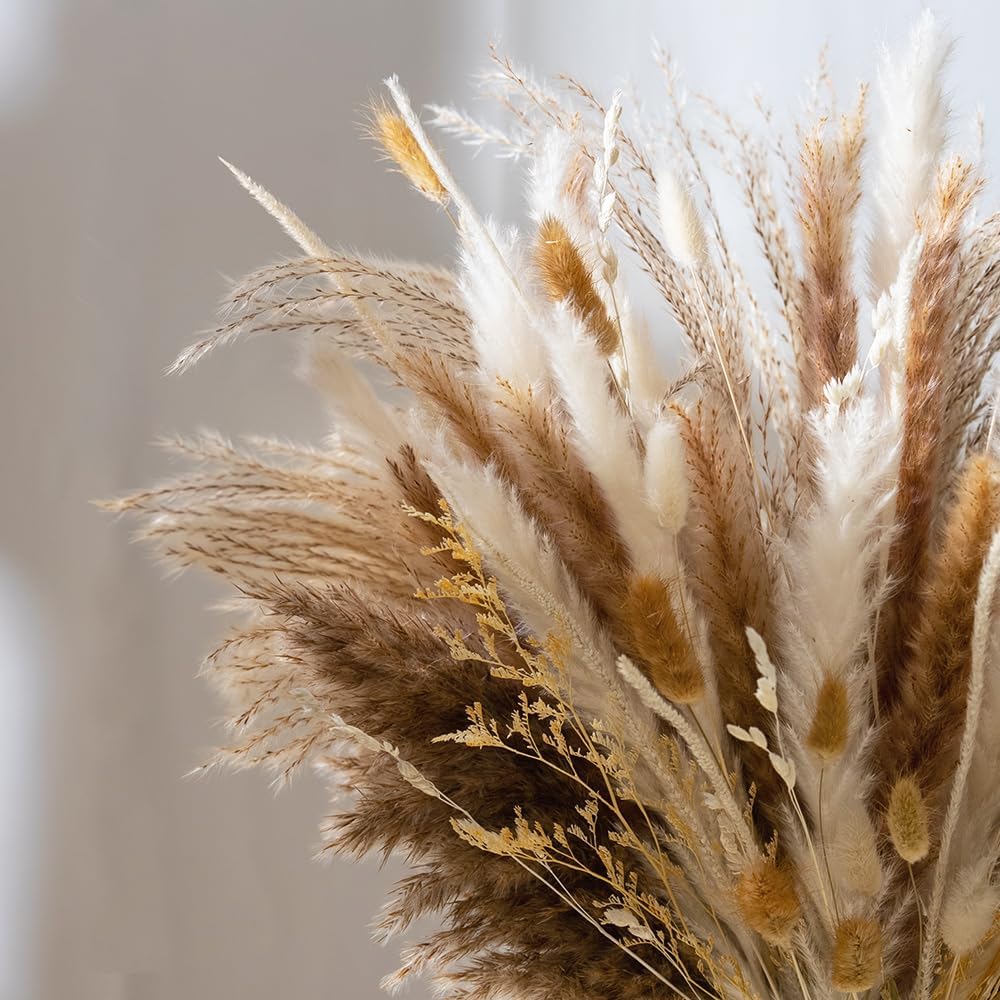106pcs Dried Pampas Grass Bouquet with Vase