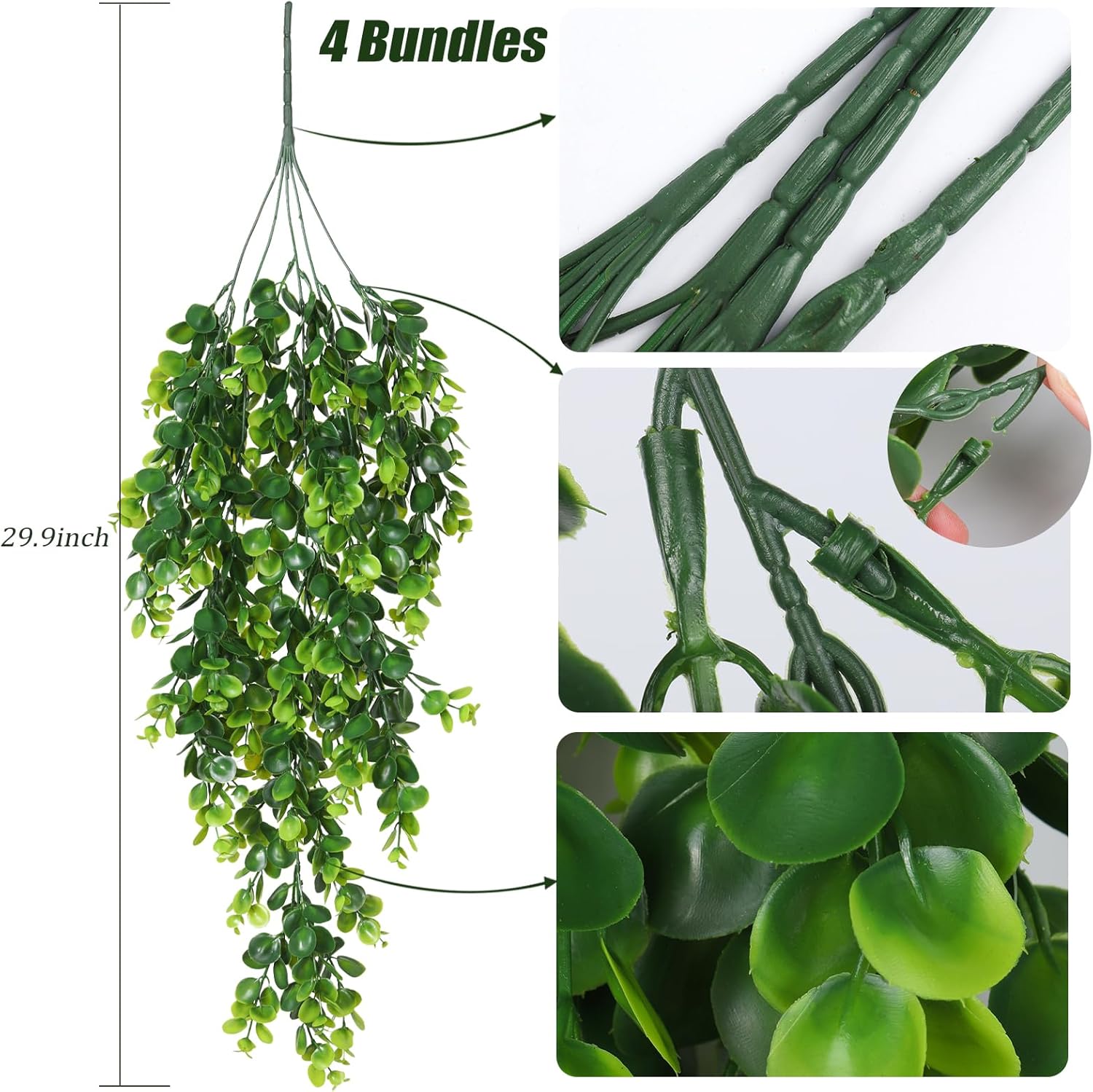 RECUTMS 4 Pack Artificial Eucalyptus Hanging Plants Greenery Decor