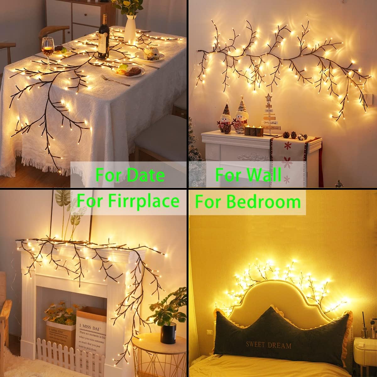 Lighted Willow Vine 144 LEDs Wall Decor 6 Ft