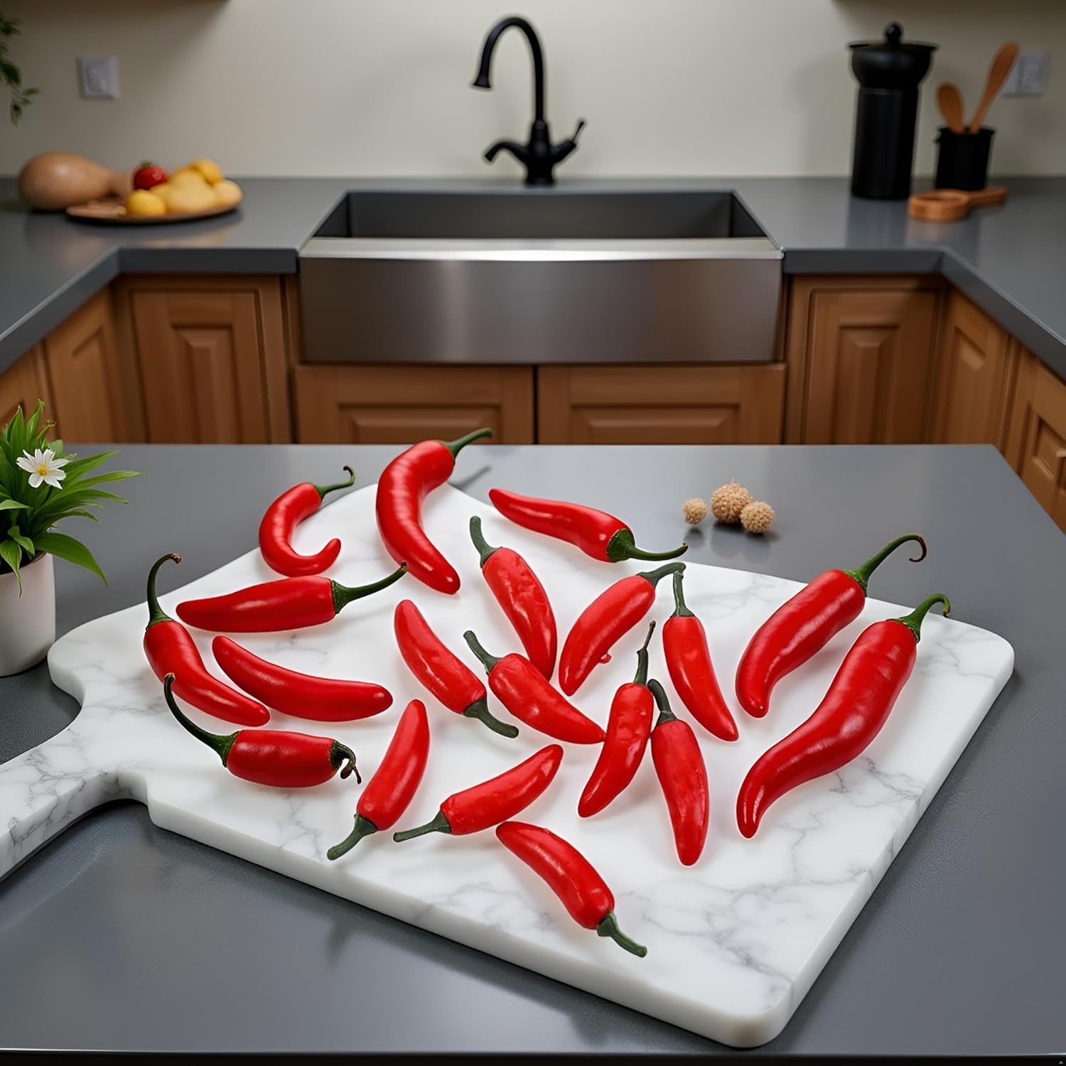 BWESOO 10Pcs Red Plastic Chili Peppers for Home Decoration