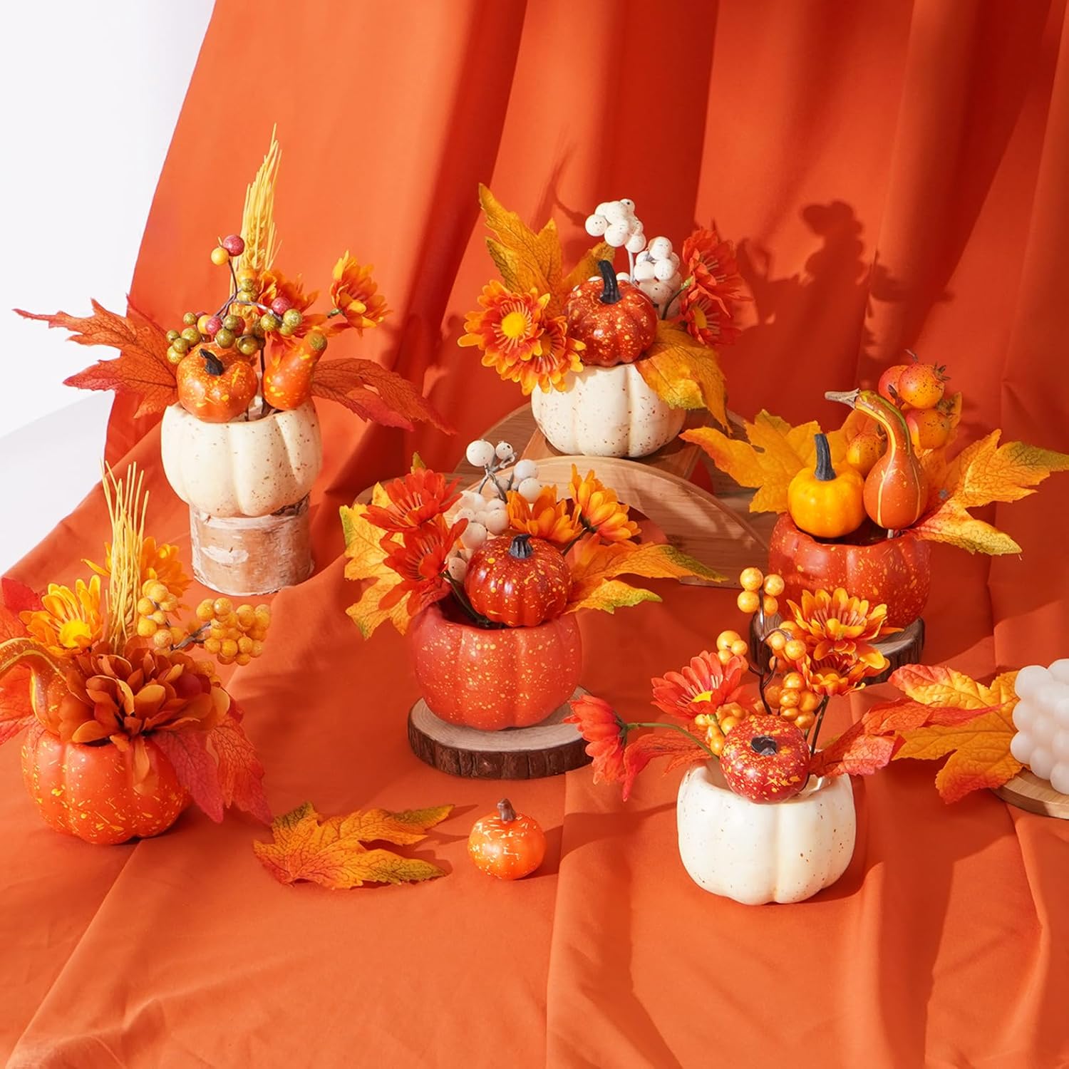 6Pcs Fake Pumpkin Decorations for Fall Celebrations