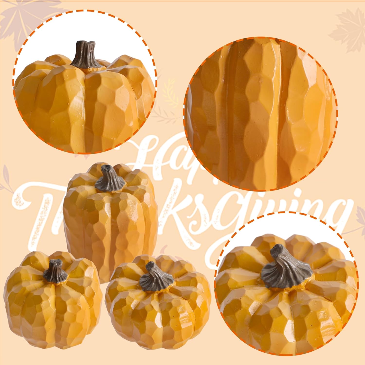 Winemana Artificial Yellow Pumpkin Centerpiece Set of 3