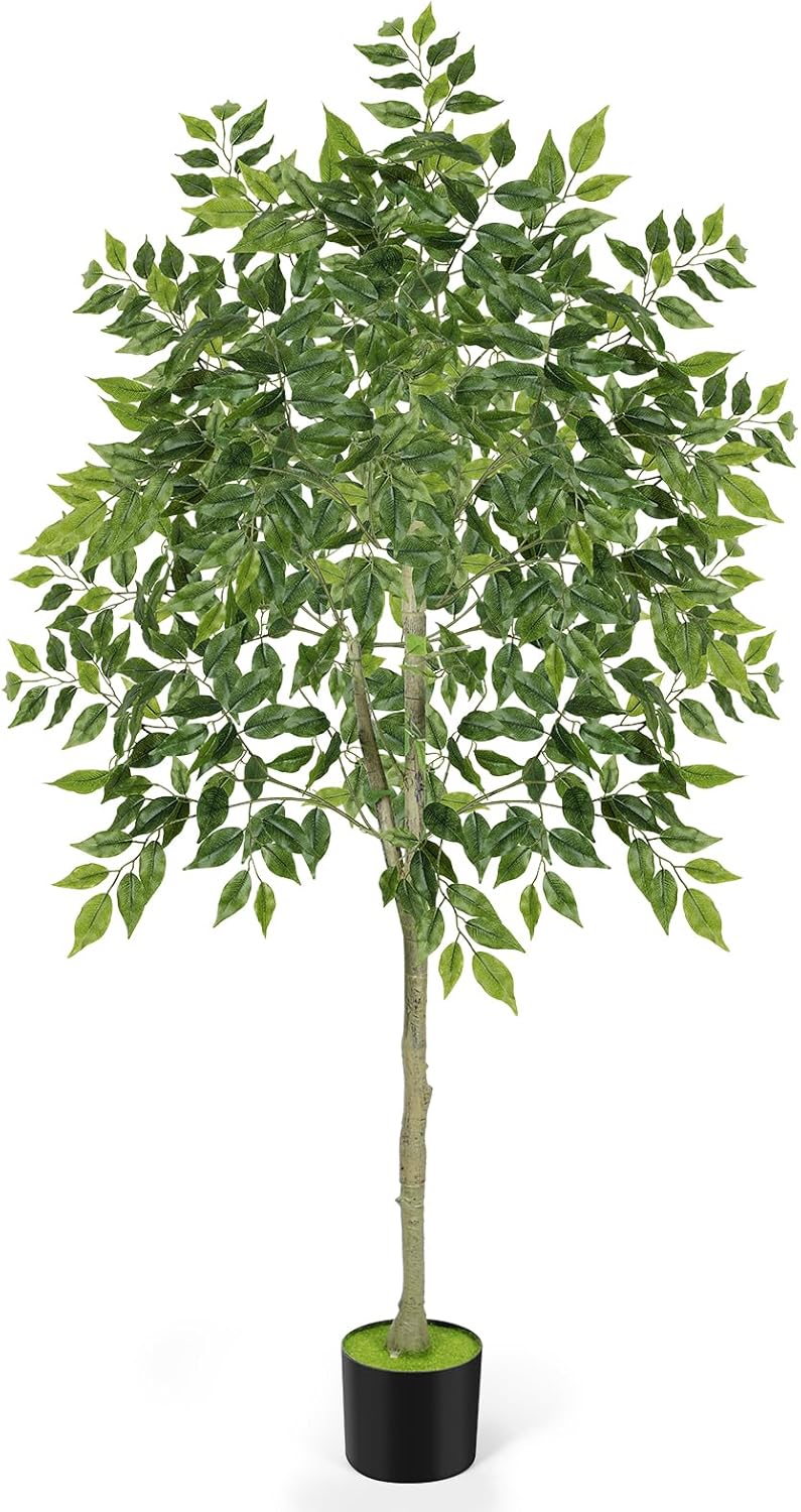 PINPON 6FT Artificial Ficus Tree for Home Decor