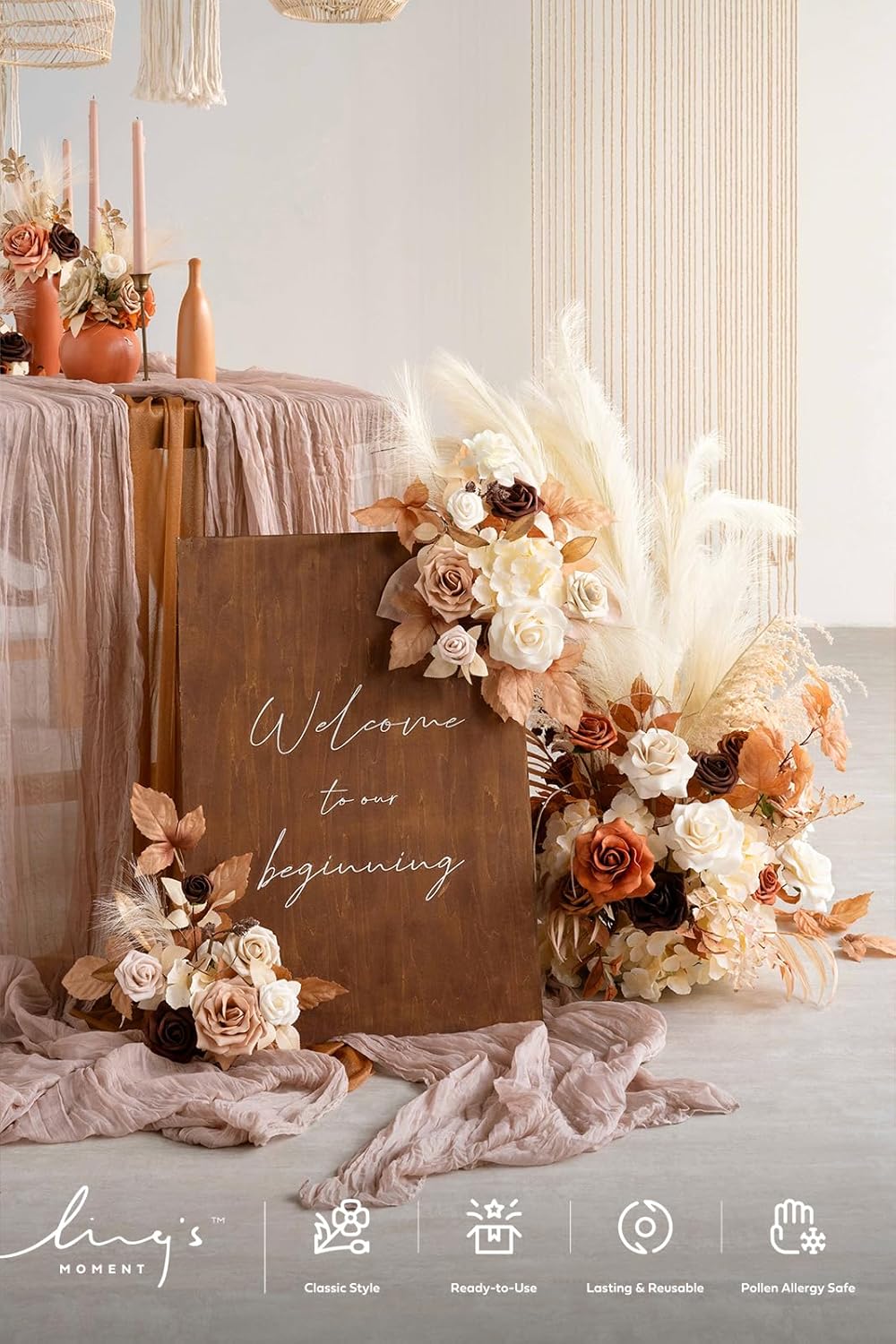 Lings Moment 2pc Fall Wedding Artificial Floral Swag Welcome Sign Garland