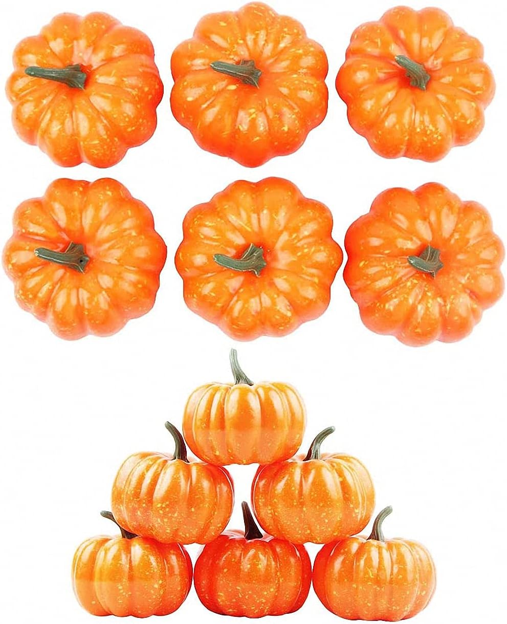 Ulalaza 12PCS Artificial Pumpkins for Fall Decor