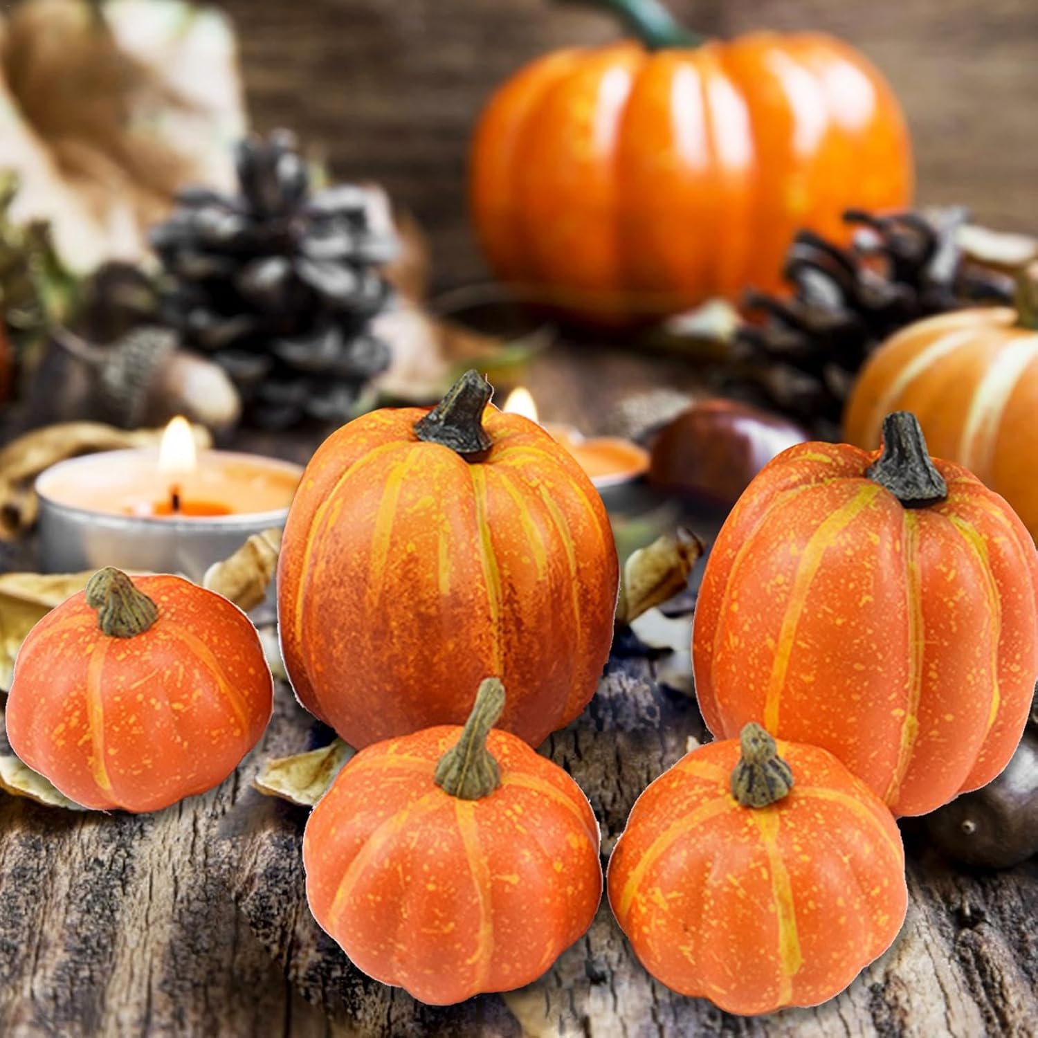 7 Artificial Foam Pumpkins for Halloween Decor