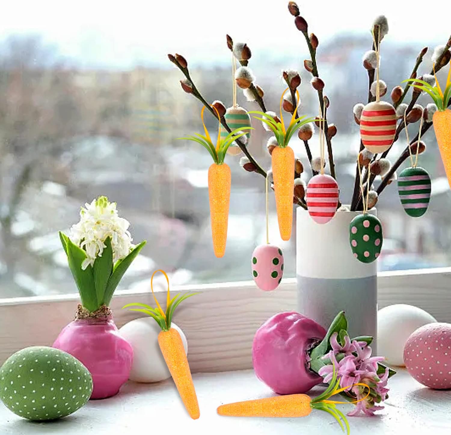 Yueton 12PCS Foam Carrot Hanging Ornaments