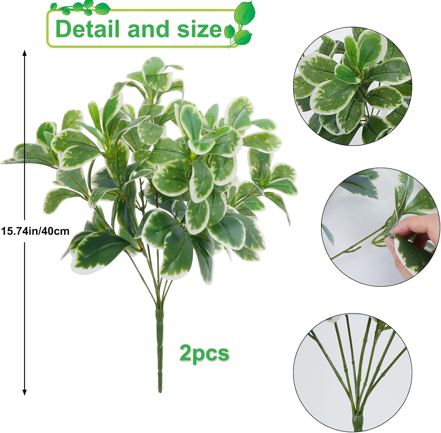 GTIDEA Artificial Shrubs Real Touch Silk Plants 2pcs