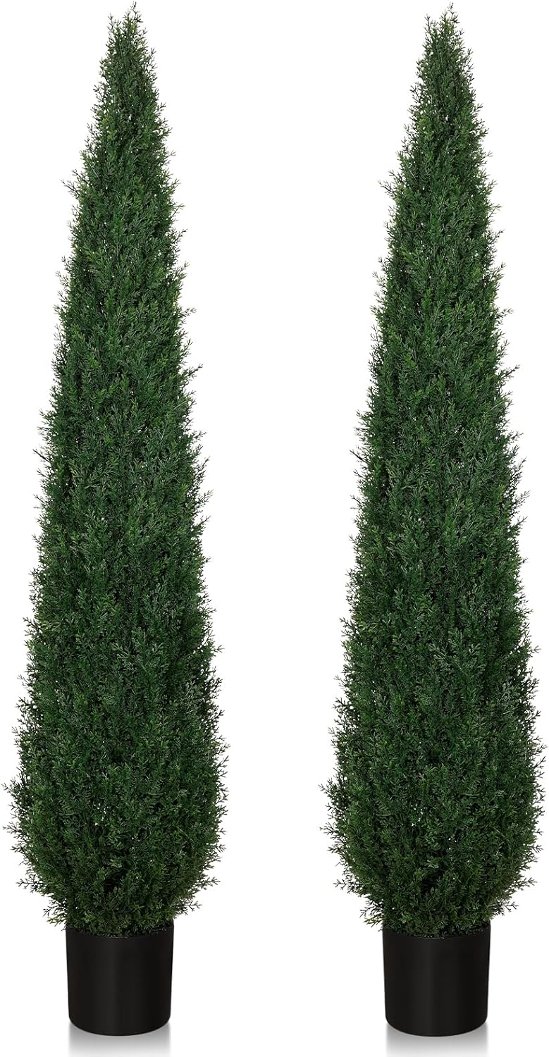 Artificial Cedar Topiary Trees Set of 2