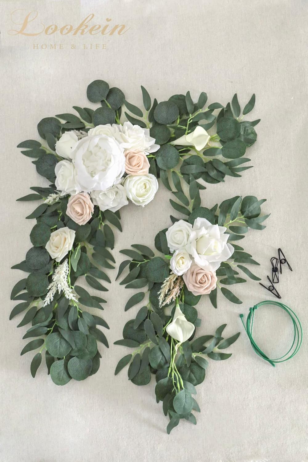 Lookein Artificial Flower Swag Set of 2 Natural Spring Sage