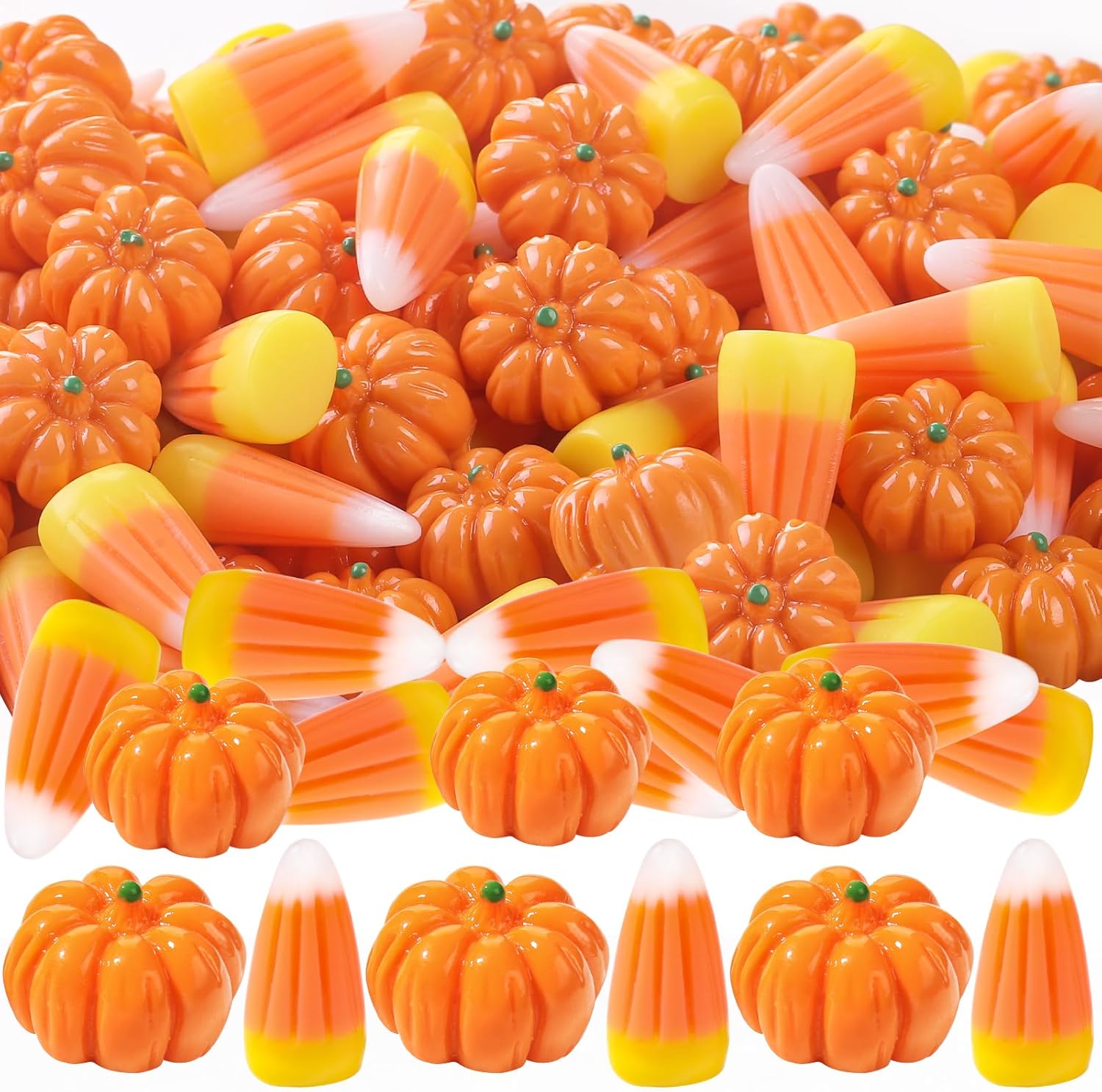 70pcs Halloween Mini Resin Pumpkins Candy Corn Decorations