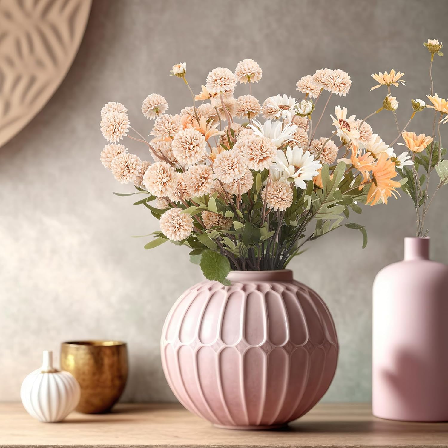 16 Pcs Realistic Dandelion and Chrysanthemum Stems for Wedding Centerpieces