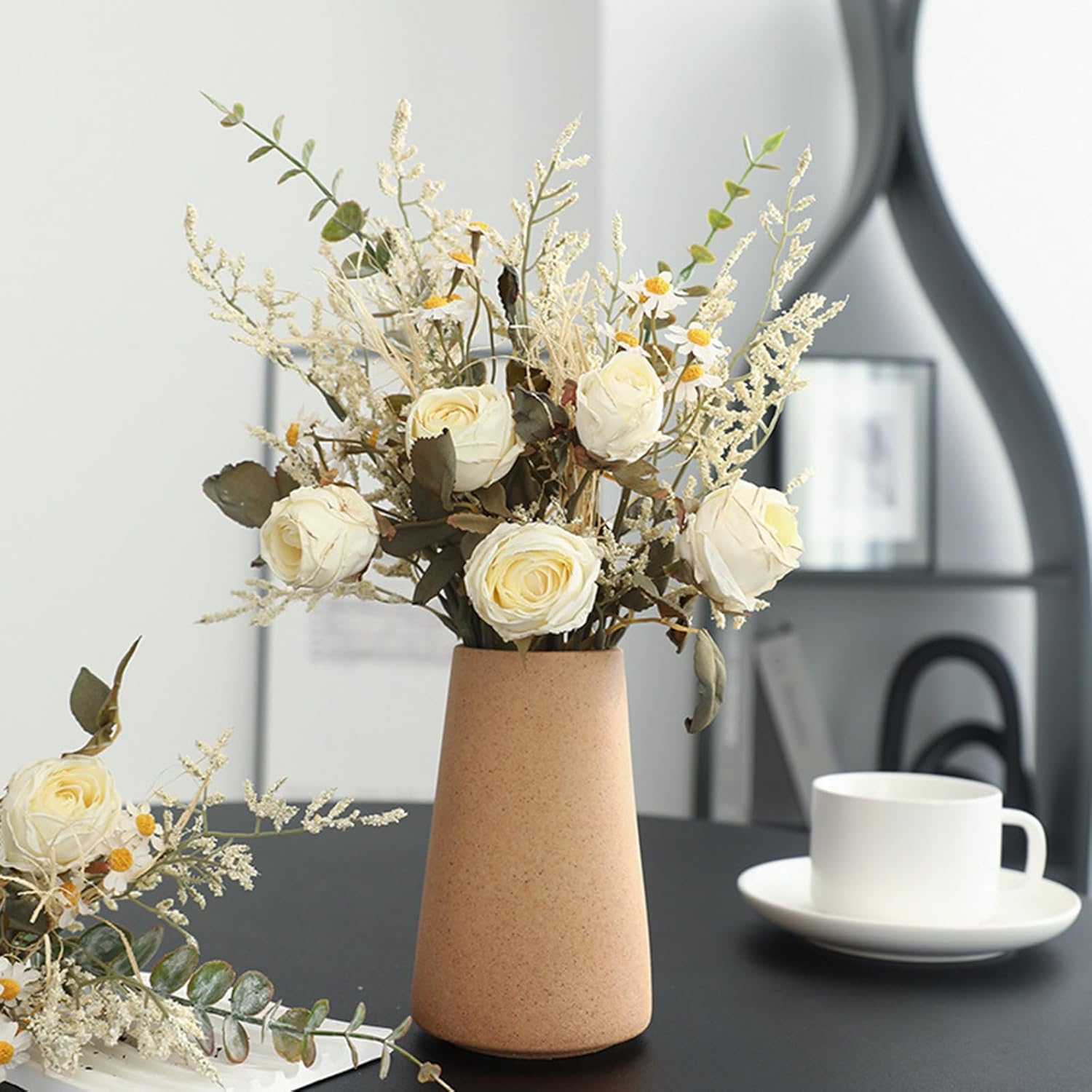 EAZHOP Natural Dried Rose Bouquet 6 Flowers Set 14 Inches