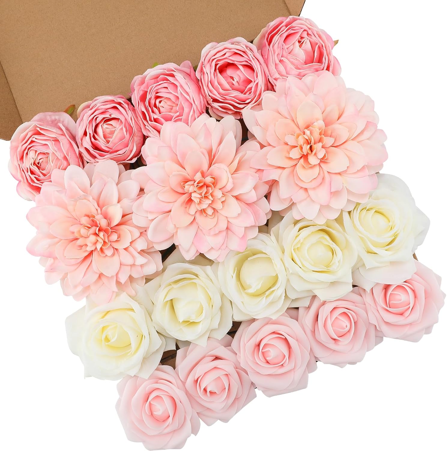 Floweroyal Artificial Flowers Rose Dahlia Set for Wedding DIY