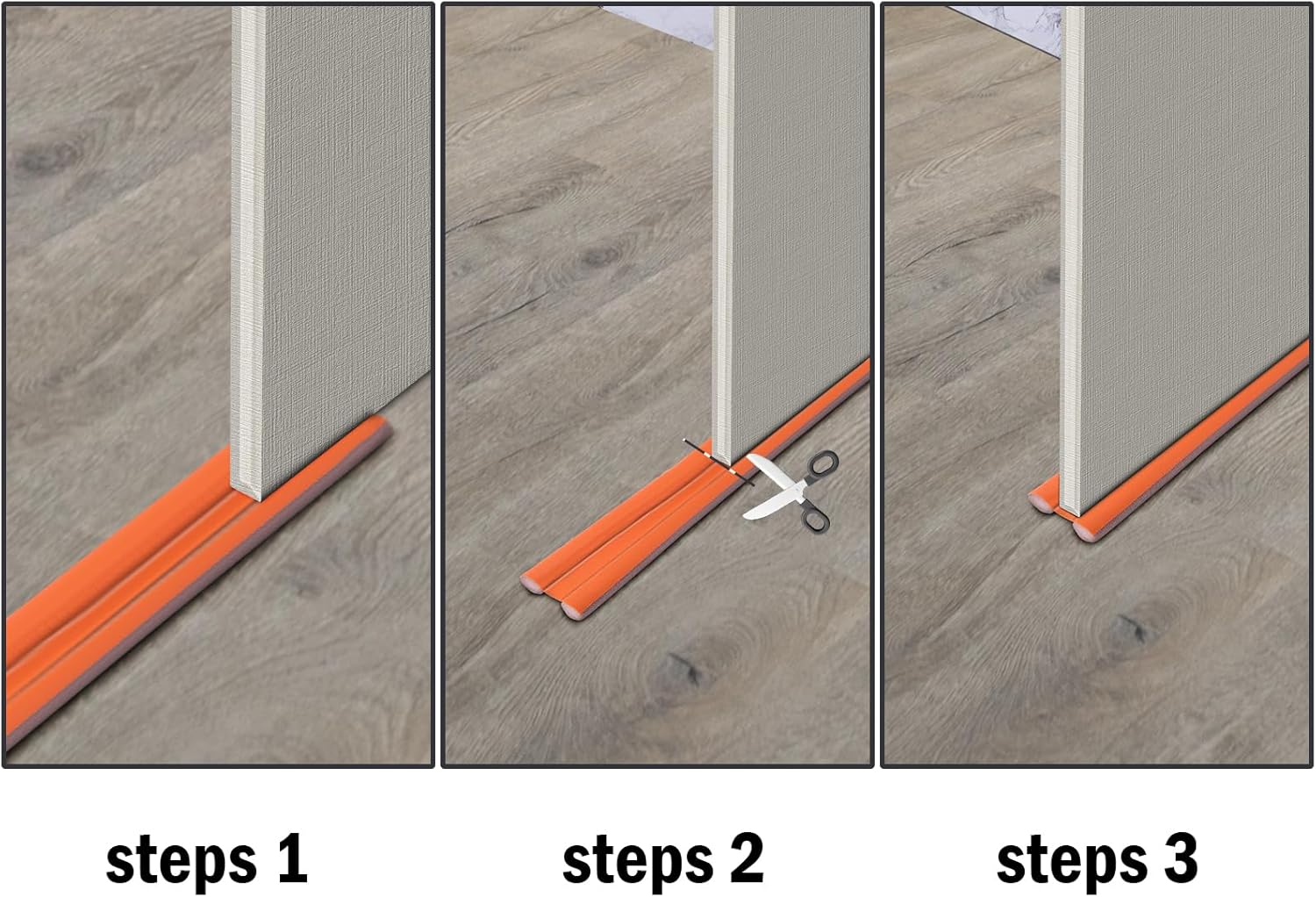 Adjustable Door Draft Stopper 366 Inch Orange
