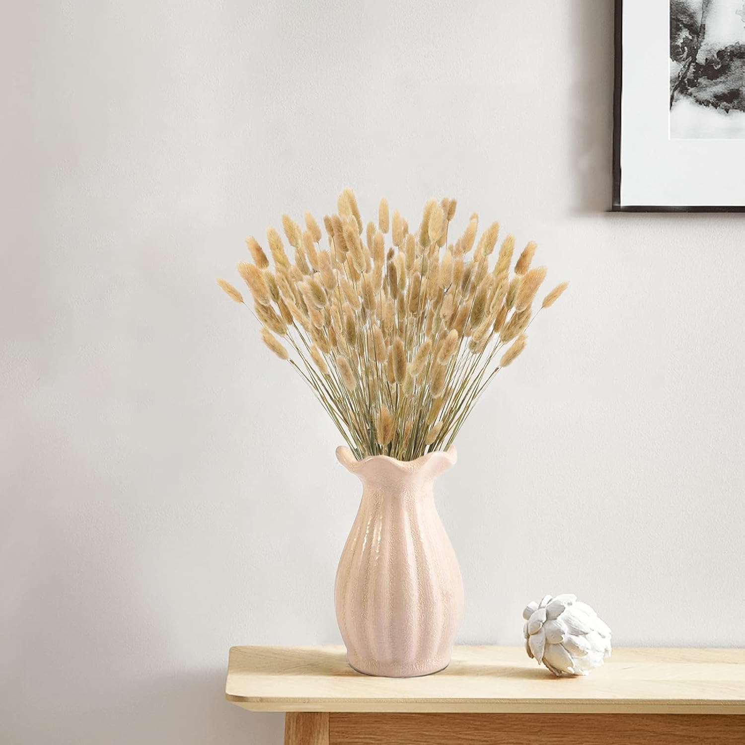 Uieke 17 Inch Natural Bunny Tails Dried Flowers 120 Pcs