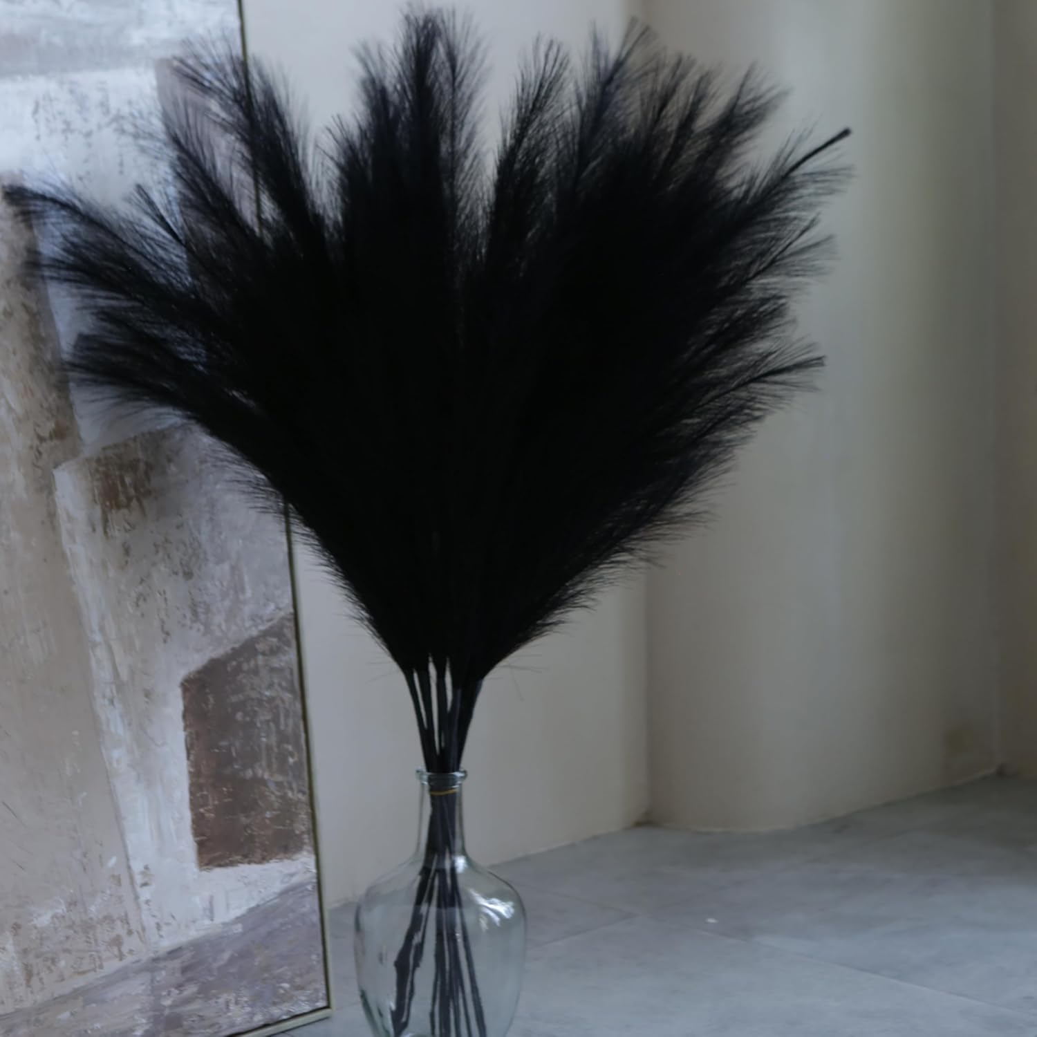 QUBITFUL 9PCS Tall Black Pampas Grass Decor