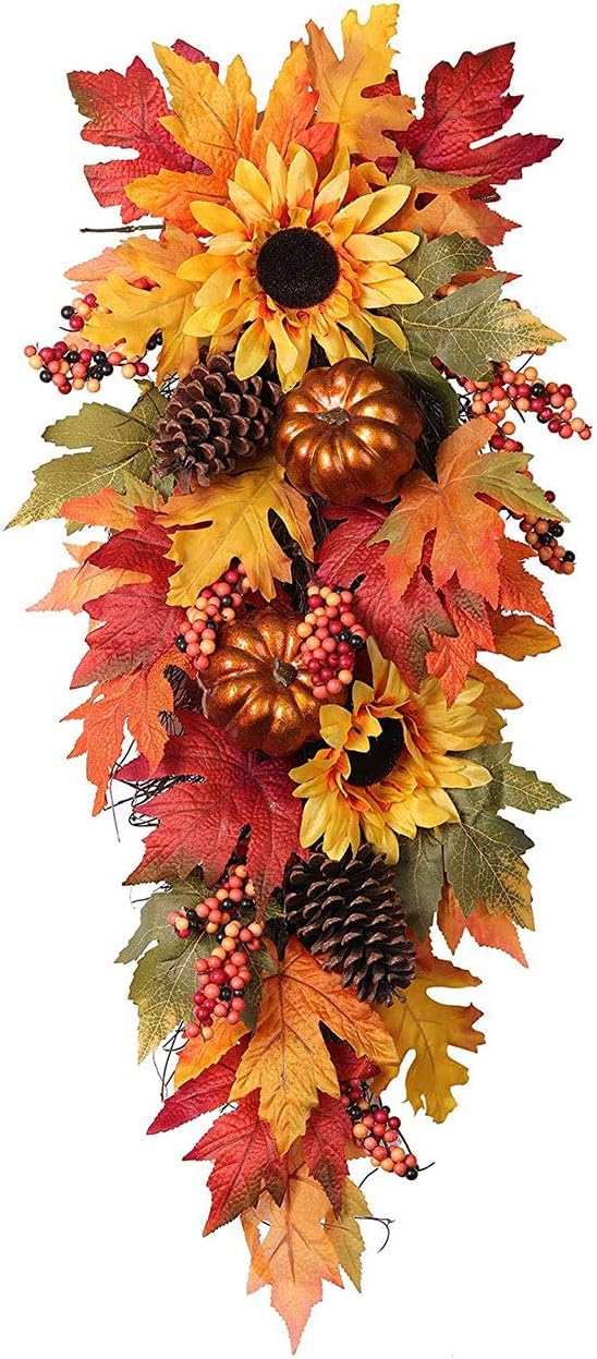 Haute Decor 32 Inch Fall Sunflower Door Swag