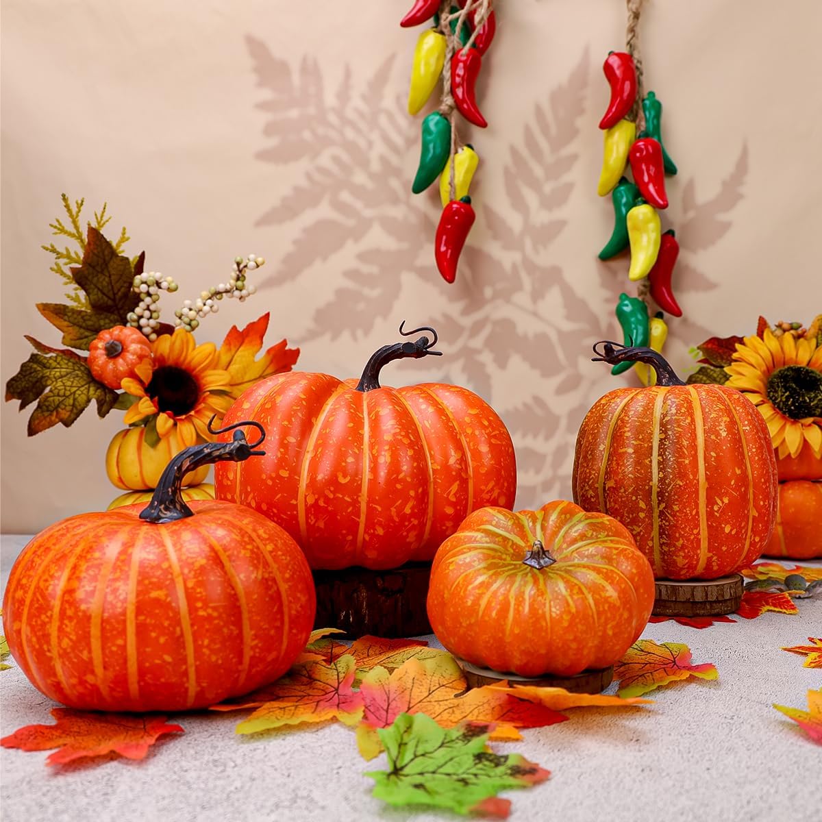 Gresorth 4 PCS Artificial Pumpkin Fall Decoration