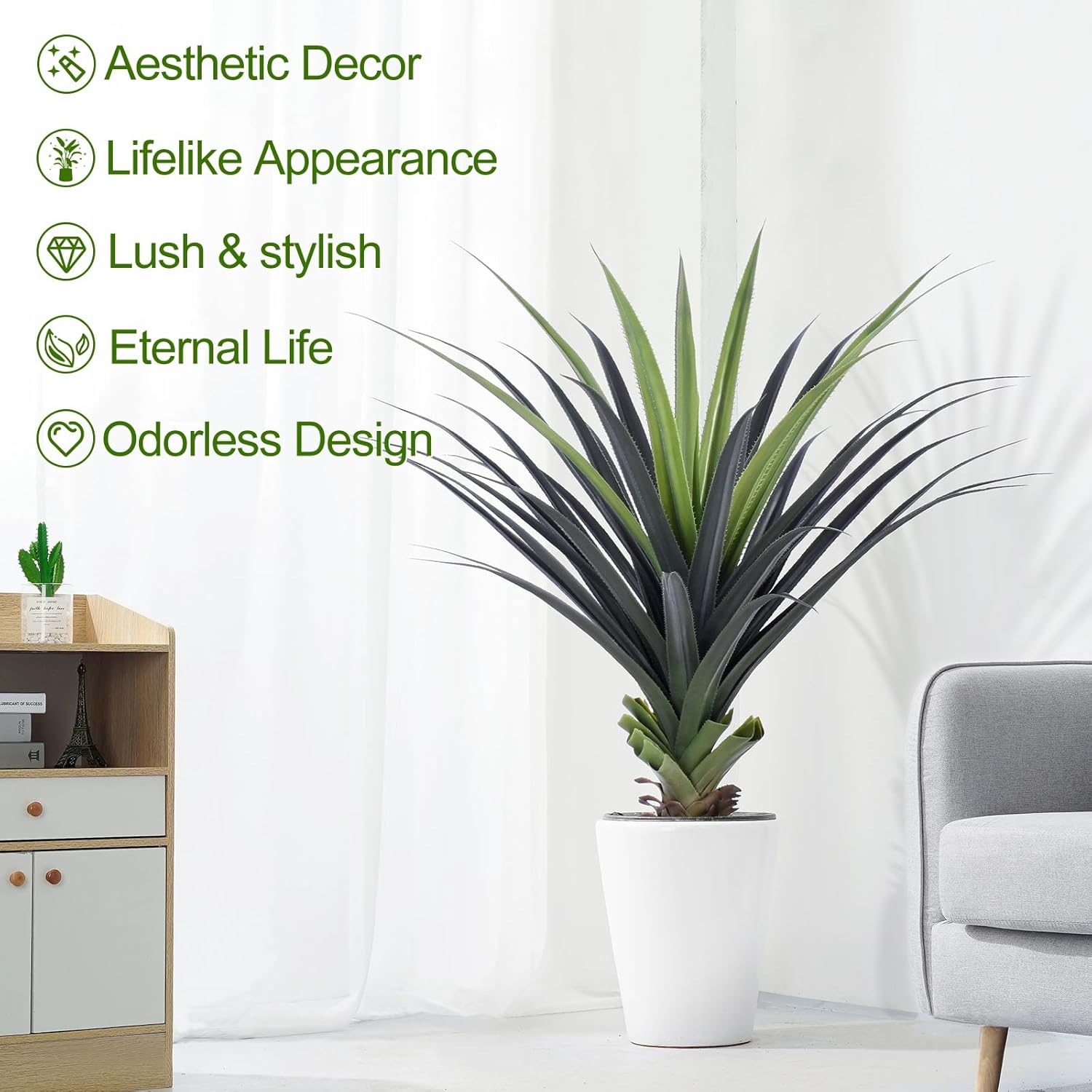 4ft Artificial Spiked Agave Plant Set of 2
