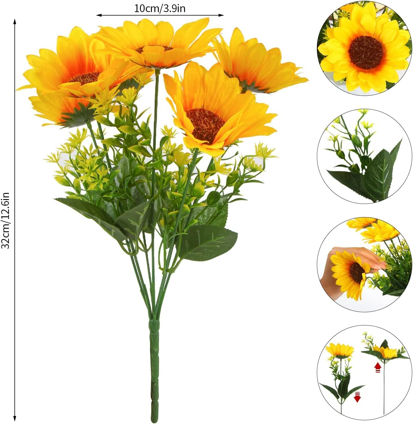 LOKIPA 2 Bunches Artificial Sunflower Bouquet