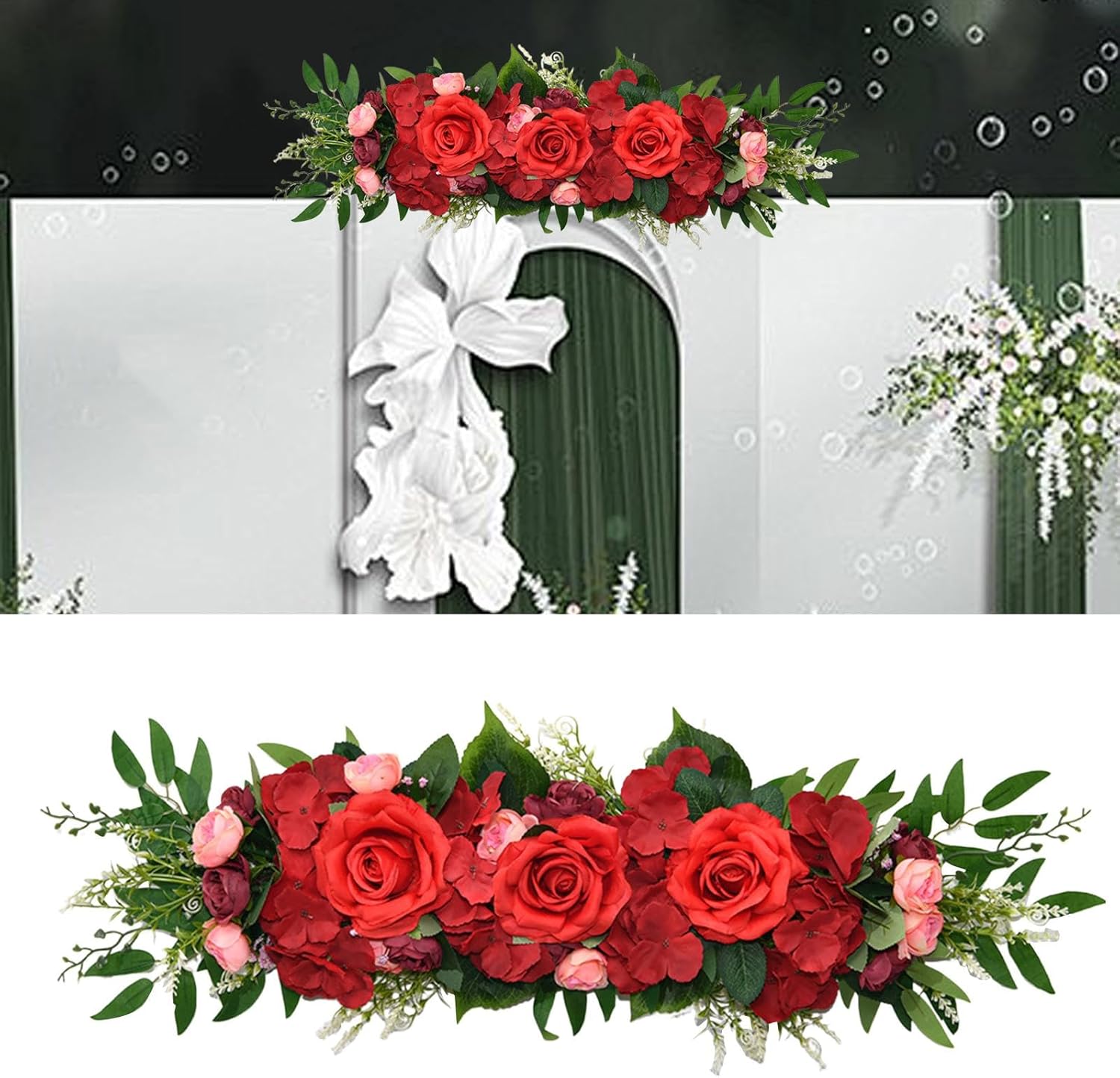 Red Wedding Arch Artificial Flower Swag Decorations