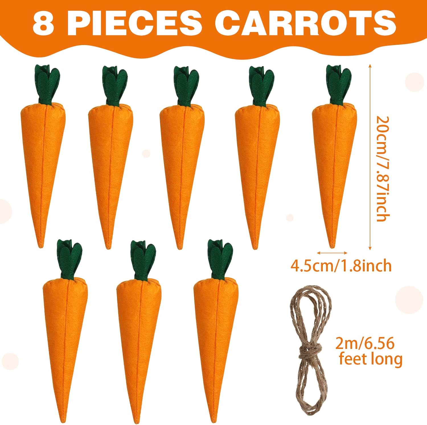 Skylety 8 Piece Easter Carrots Decor Toy