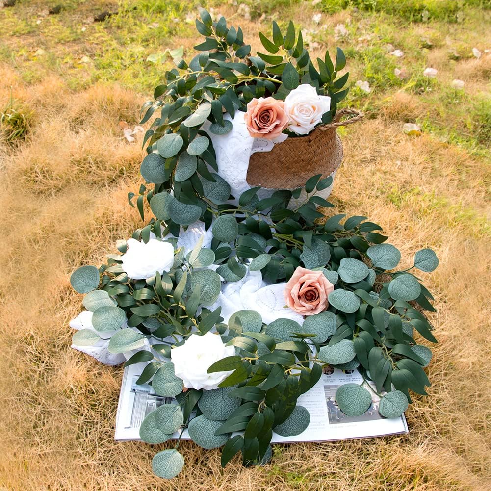 3Pcs Fake Eucalyptus Vines 65FT Silk Ivy Garland Artificial Plants