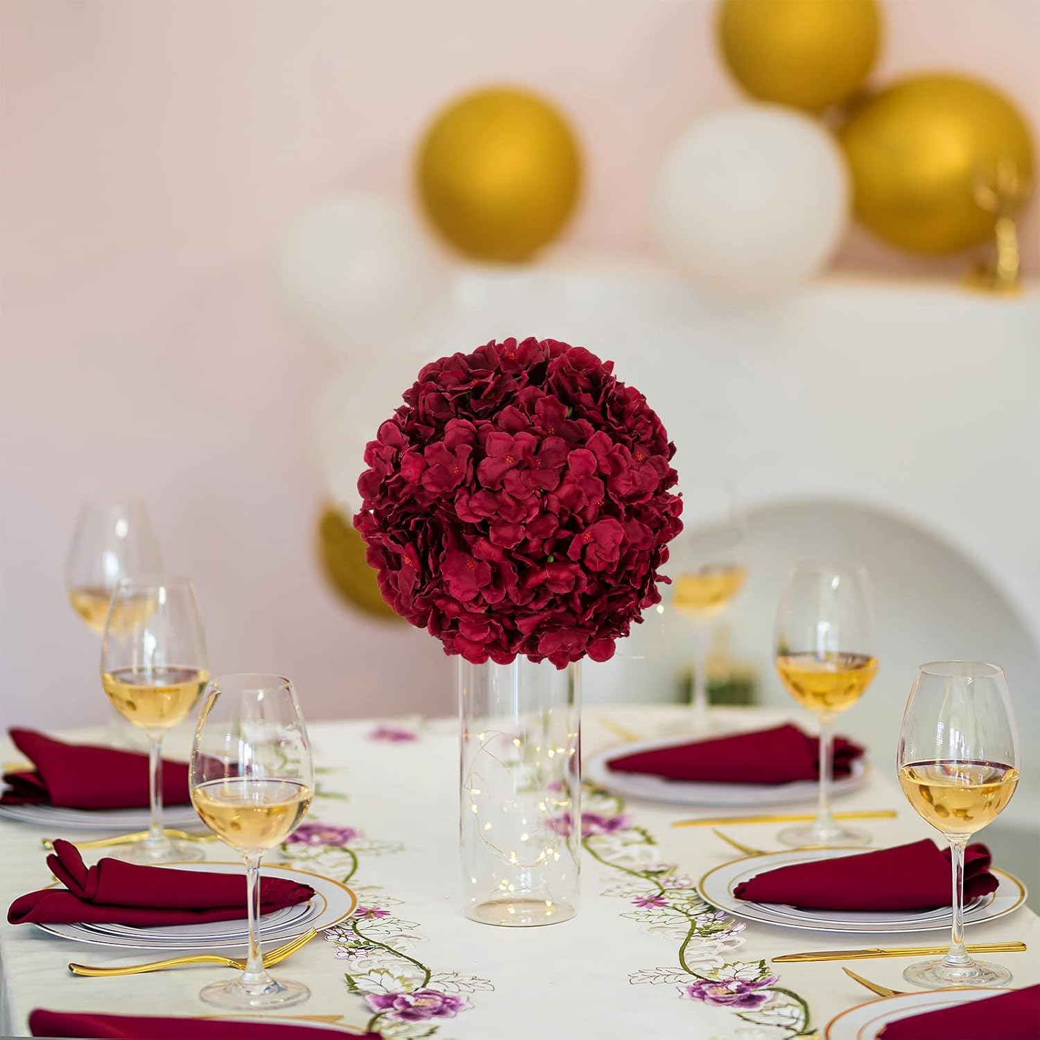 BLOSMON Artificial Hydrangea Flower Balls 2 Pcs