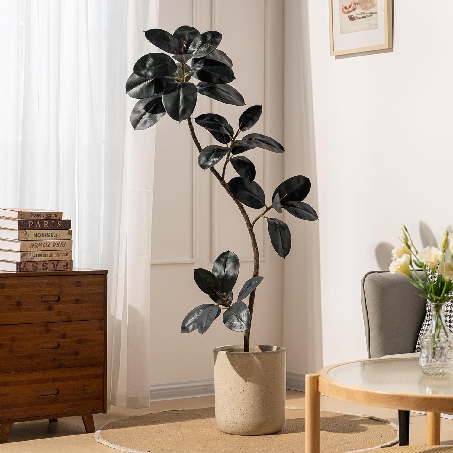 52ft Artificial Rubber Tree Faux Plants for Home Decor
