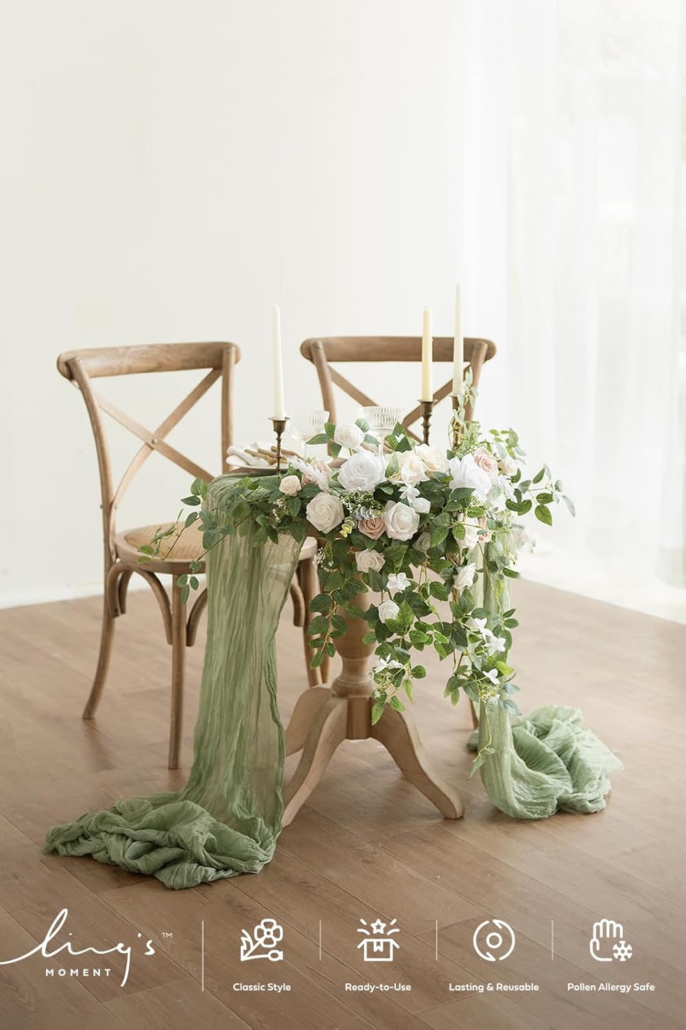 Lings Moment 2PCS Artificial Floral Swags Arch Wedding Centerpieces