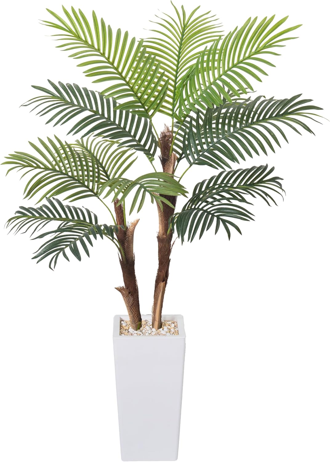 5FT Artificial Palm Tree with Realistic Fiber Trunk and White Planter