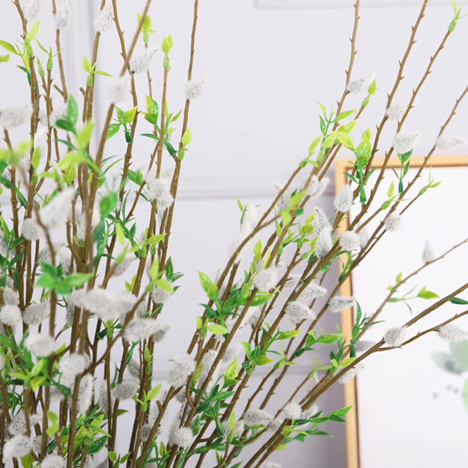 Firlar 6PCS Artificial Silver Pussy Willow Branches 33 Inch