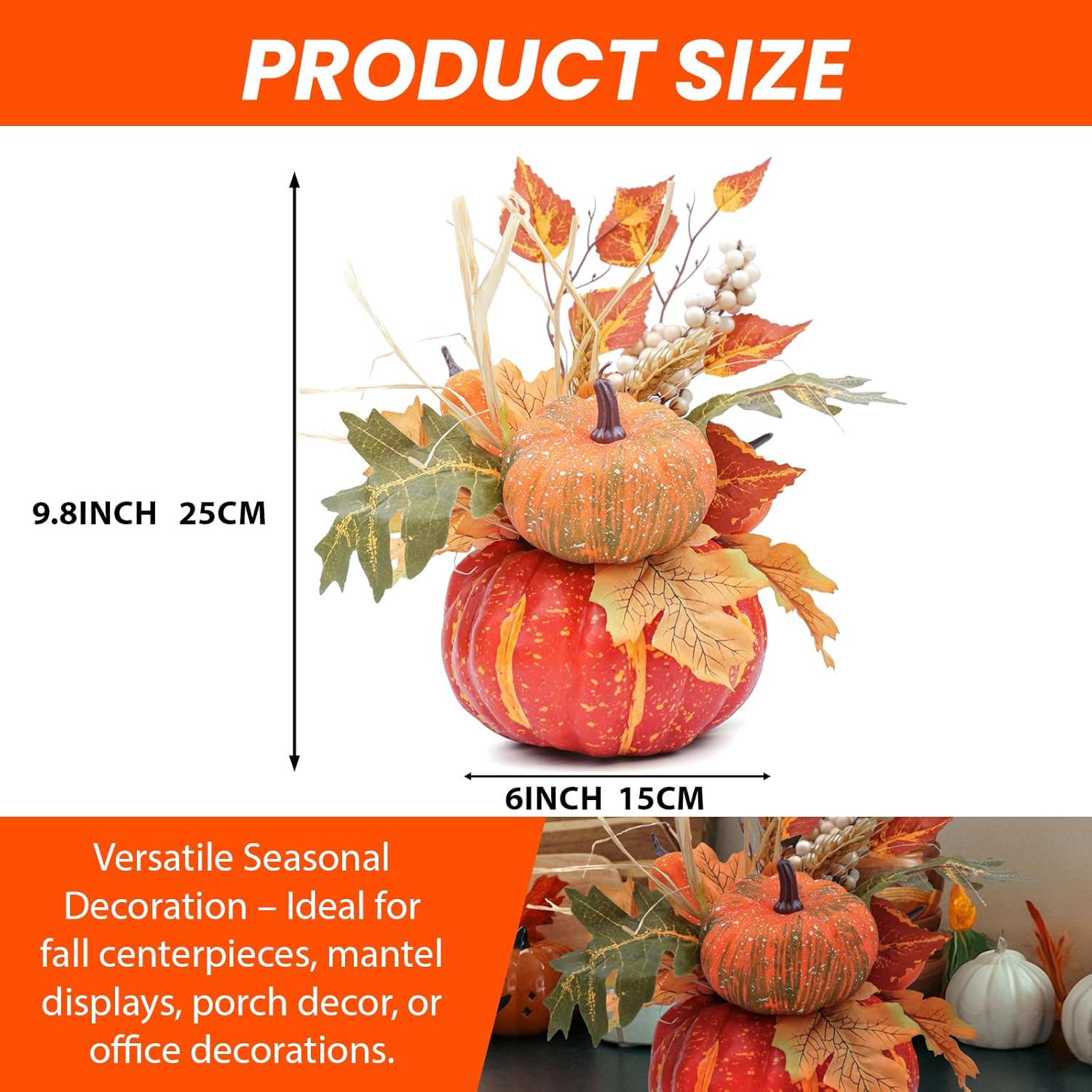 Fall Centerpieces for Tables - Artificial Pumpkin Decor