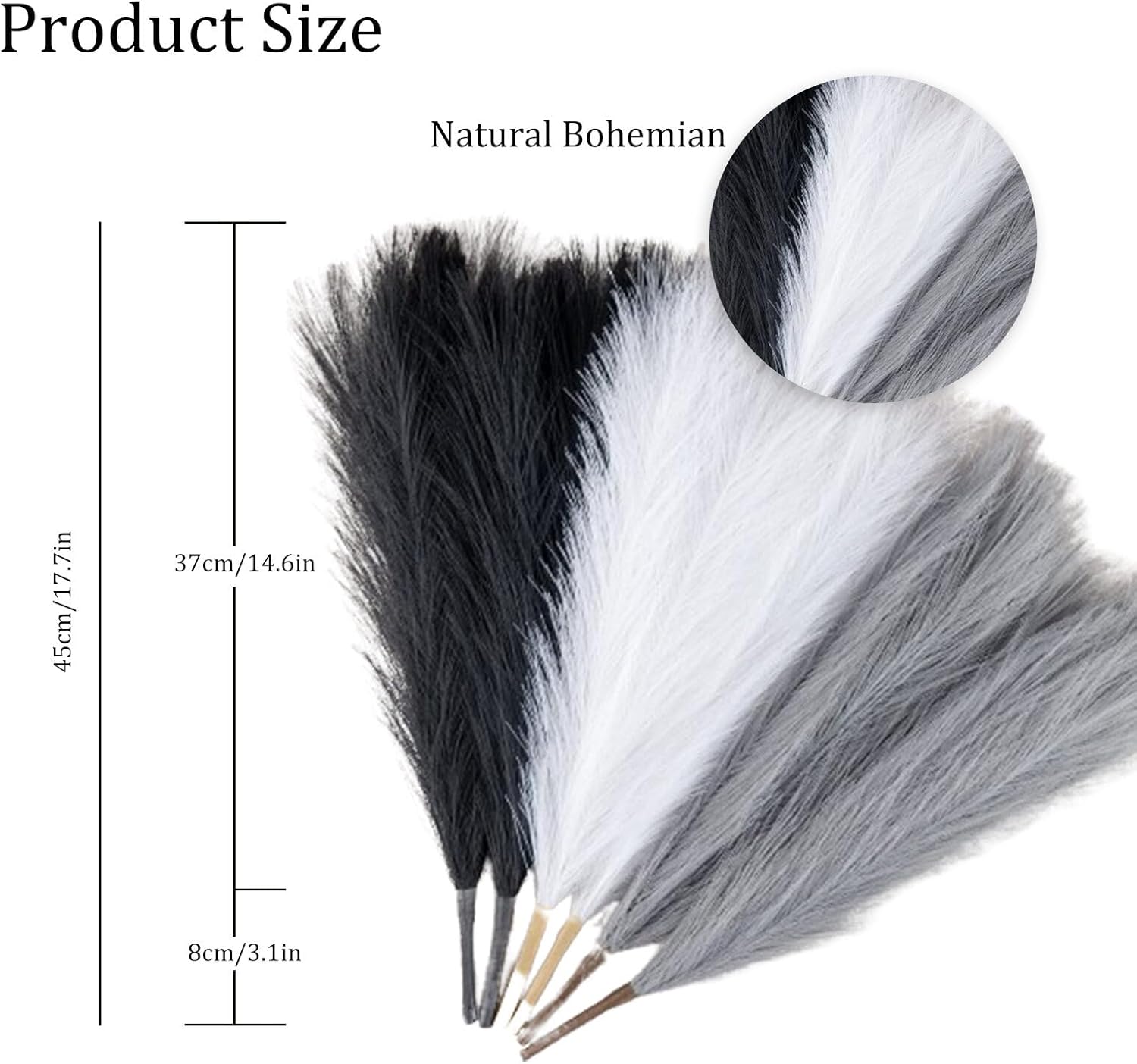 Moiitee 6 Pcs Pampas Grass Decor Black White Grey